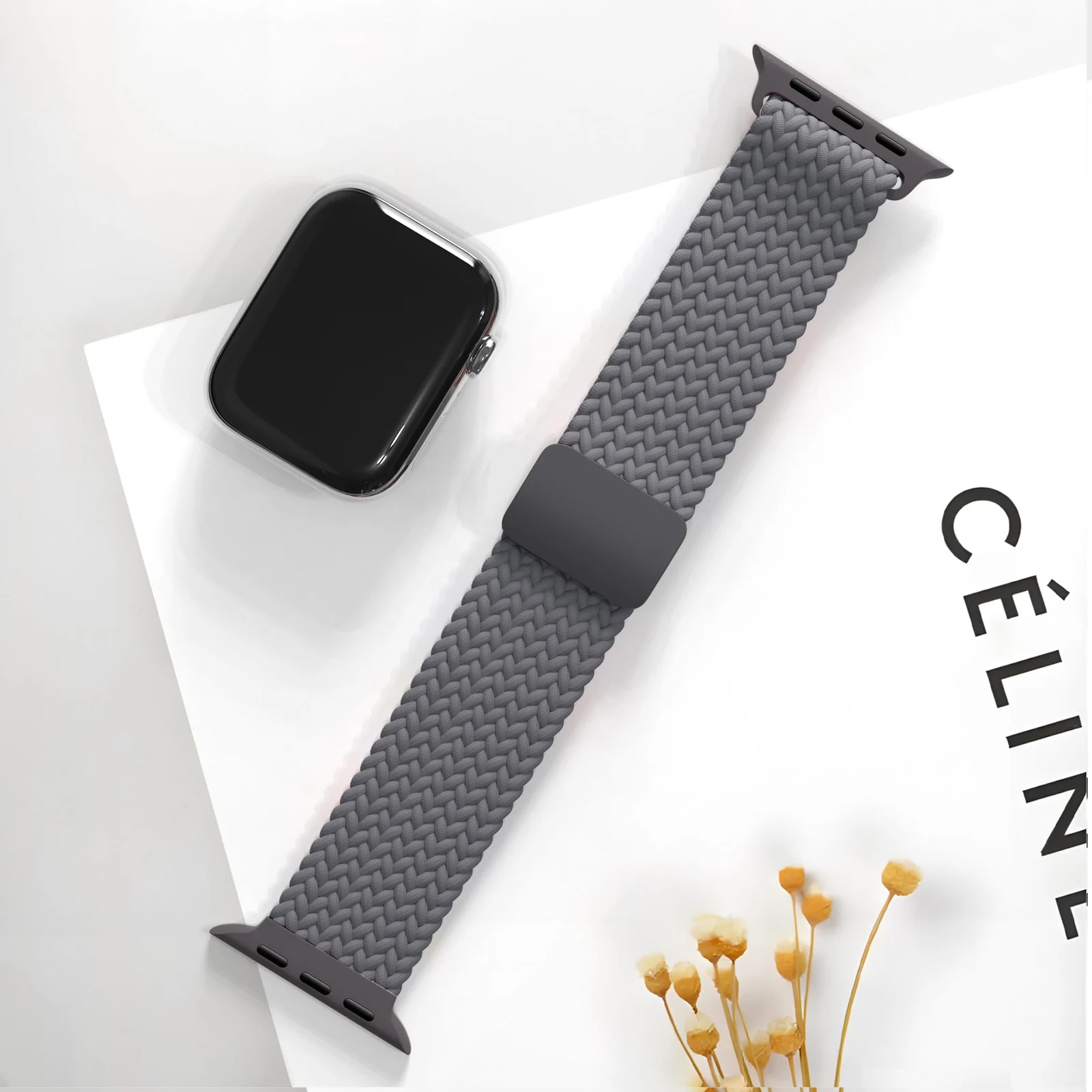 DL3 Mobilak Sport Solo Loop Compatible with Apple Watch Band 42mm 44mm 45mm 46mm 49mm for Women Men, Magnetic Strap Stretchy Braided Wristband for iWatch Series 11 10 9 8 7 6 5 4 3 Ultra 3 2 1 SE SE2 - Dark Gray