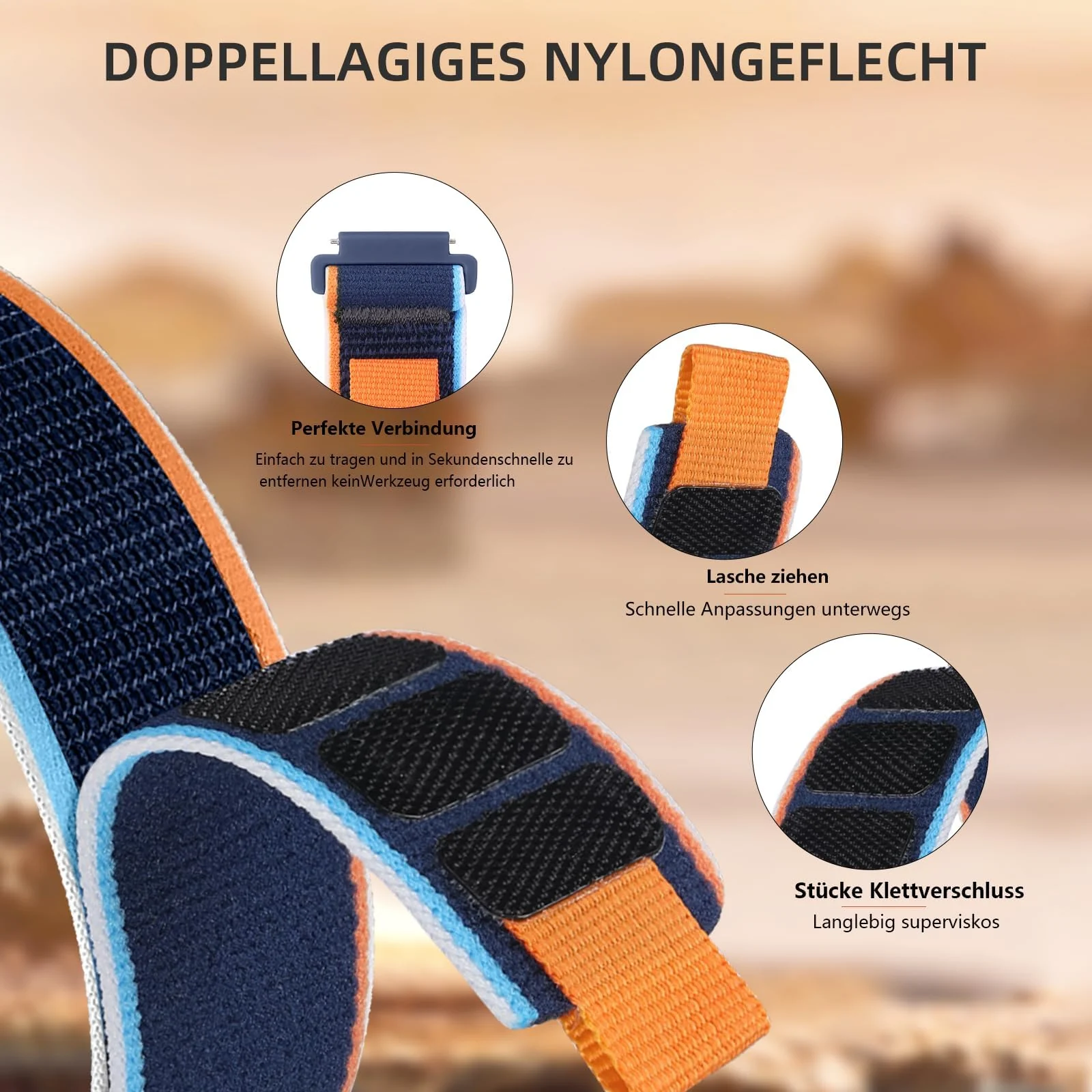 DL3 Mobilak Alpine Loop Bands Sport Nylon 20MM For Samsung Galaxy Watch 7 6 5 4 40mm 44mm/5 Pro 45mm/S2 classic/active 2 40mm 44mm/Amazfi GTS 2/2e/GTS 3/3 Pro/GTS 4/GTS 2 Mini/3 Mini/4 Mini/Bip 3 Pro - Black