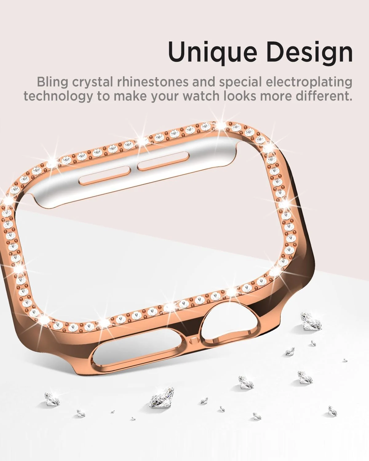 DL3 MOBILAK Bling Hard PC Watch Bumper Case for Apple Watch Series 4 and 5 and 6 and SE 40MM - Rose Gold