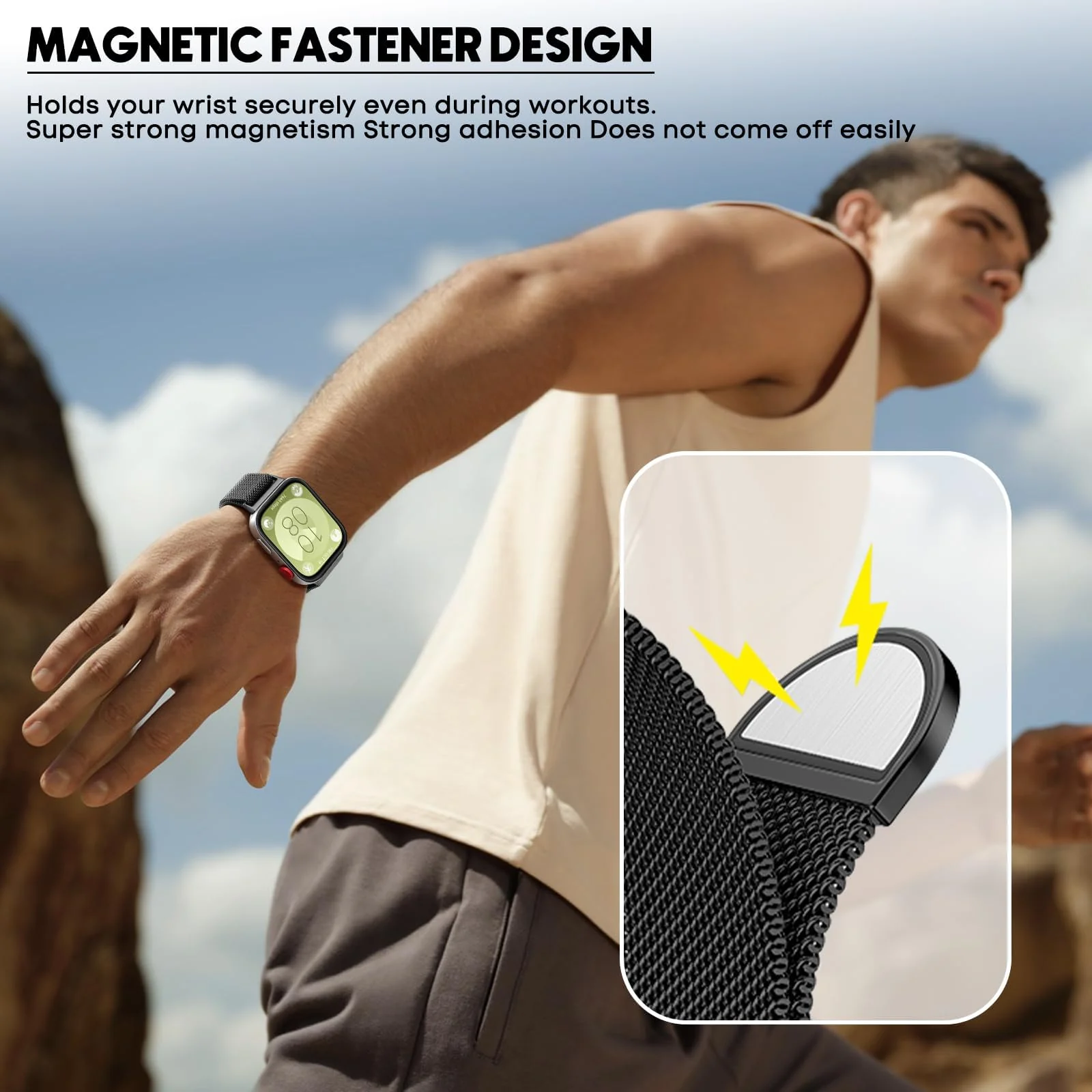 DL3 Mobilak Bracelet Compatible with Huawei Watch Fit 3, Stainless Steel Replacement Straps, Mesh Metal Watch Strap, Magnetic Adjustable Replacement Strap For Huawei Watch Fit3 - Black