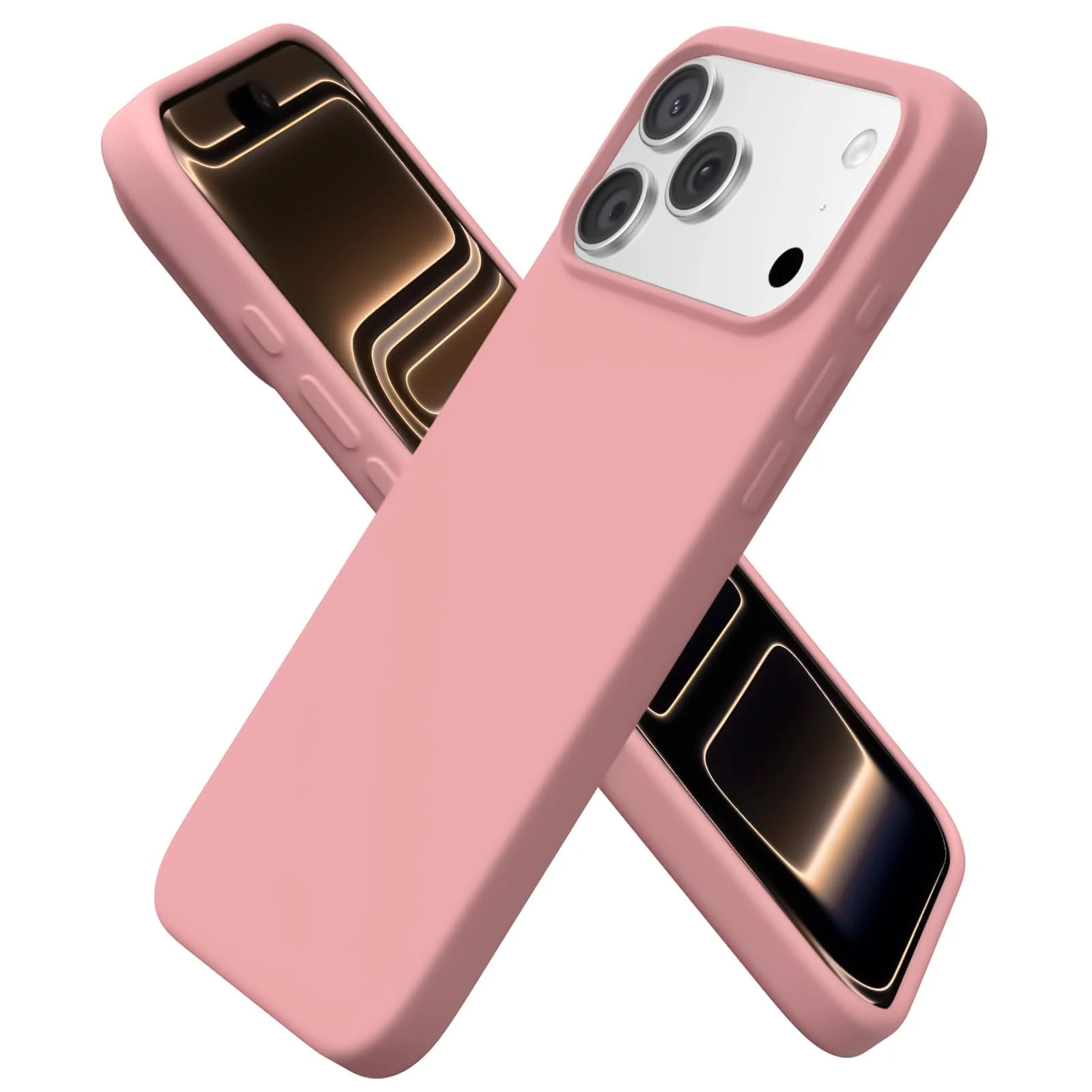 DL3 Mobilak Liquid Silicone Protective Case for iPhone 17 Pro 6.3-Inch with Microfiber Lining and Shockproof Design - Pastel Pink