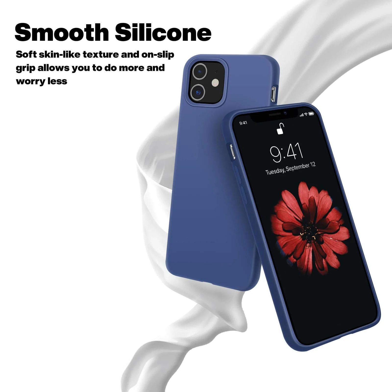 DL3 Mobilak Liquid Silicone Case for iPhone 12 / 12 Pro (6.1 Inch), Shock-absorbing protection, Scratch-resistant surface, Soft microfiber lining - Blue