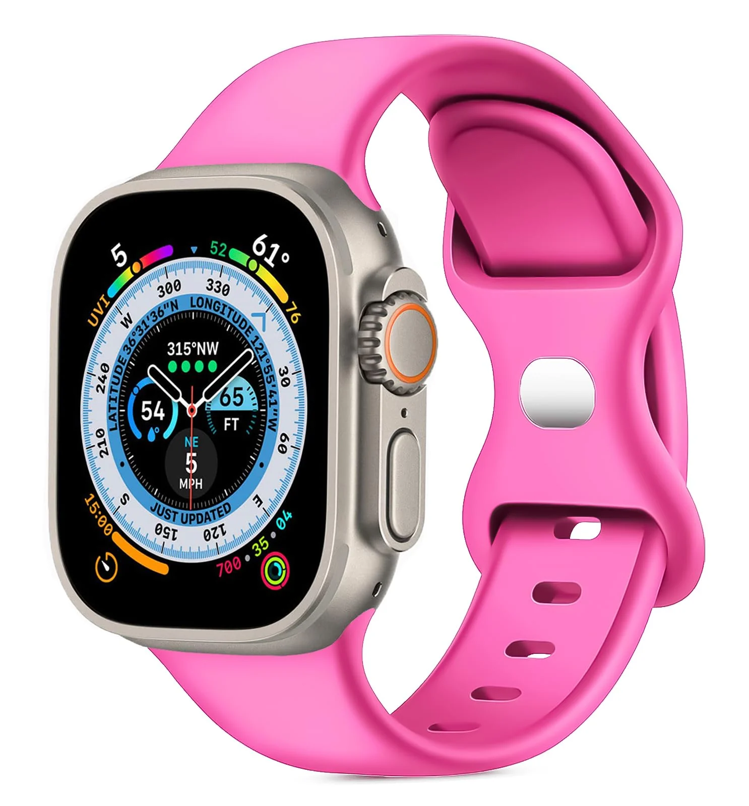DL3 Mobilak Band with Case For Apple Watch Ultra/Ultra 2 49mm, Adjustable Silicone Sport Wristband Replacement, Strap With Cover Built-in Glass Screen Protector for iWatch Ultra 49 mm - Hot Pink
