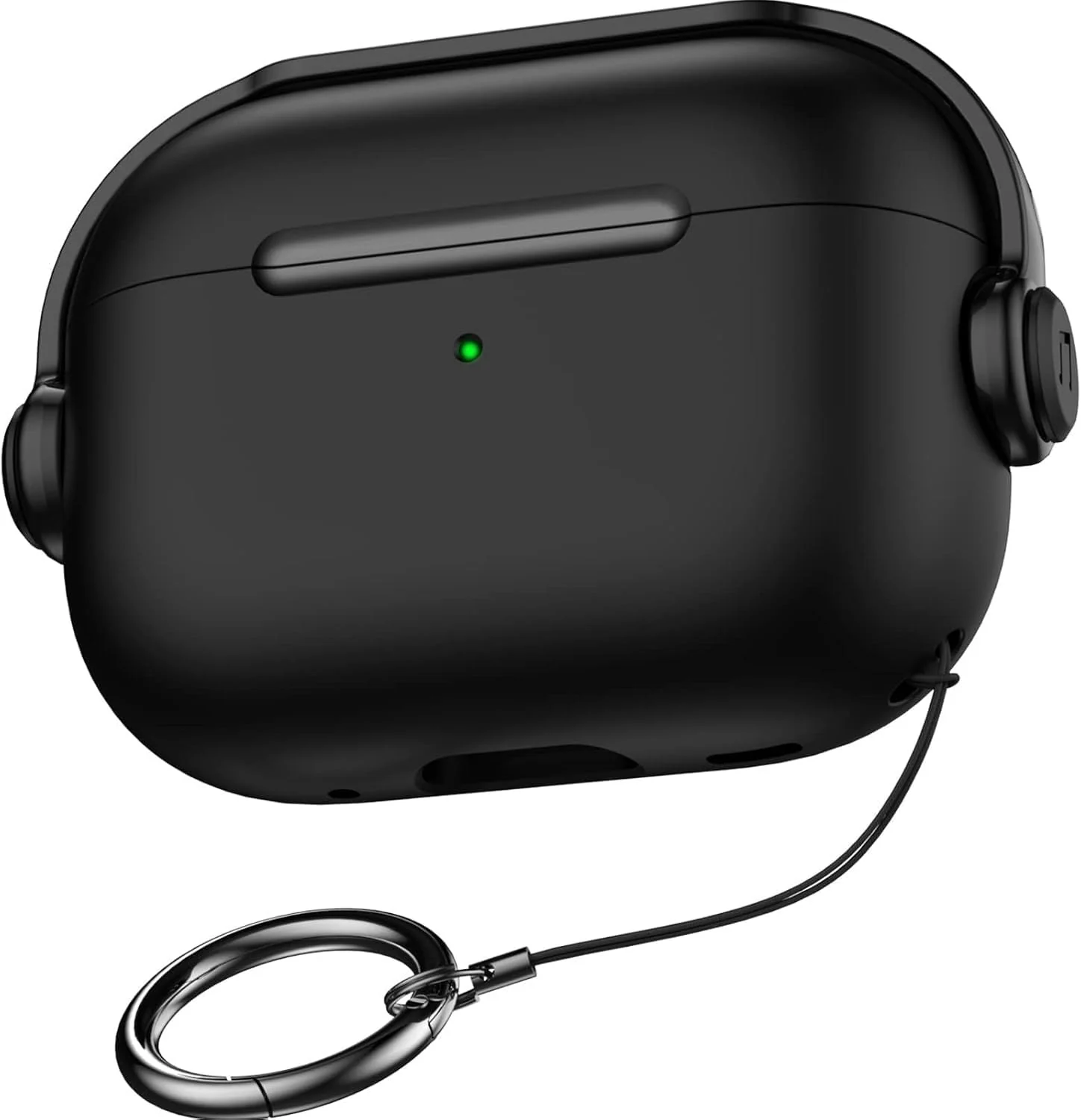 DL3 Mobilak Protective Case for AirPods Pro 3 (2025) [With Closure Lid] [Front LED Visible] [With Wrist Strap] Skin Case Compatible with (2025) AirPods Pro 3 - Black