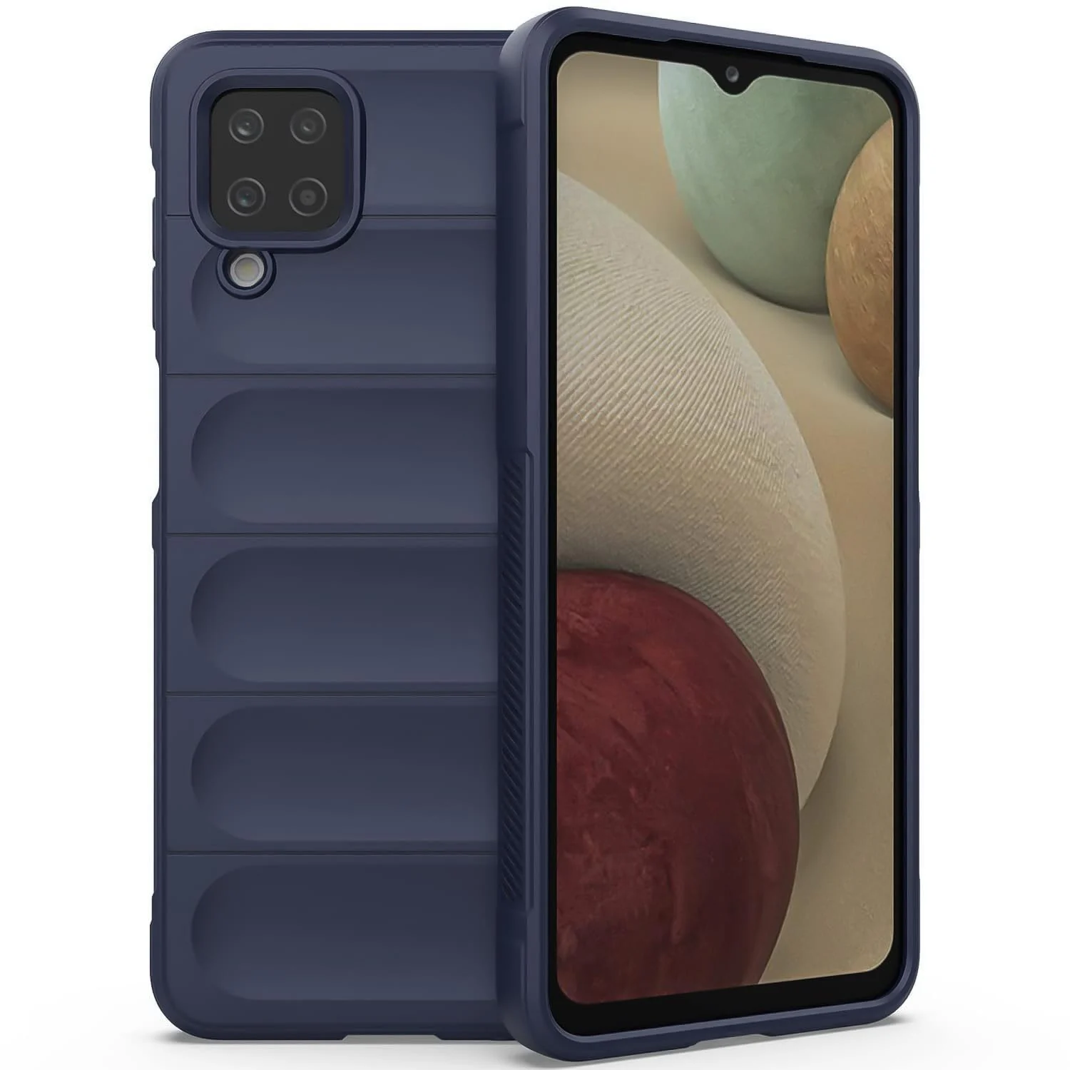 DL3 Mobilak Flexible Silicone and TPU Protective Case with Camera Protection for Samsung Galaxy A12 / M12 - Blue