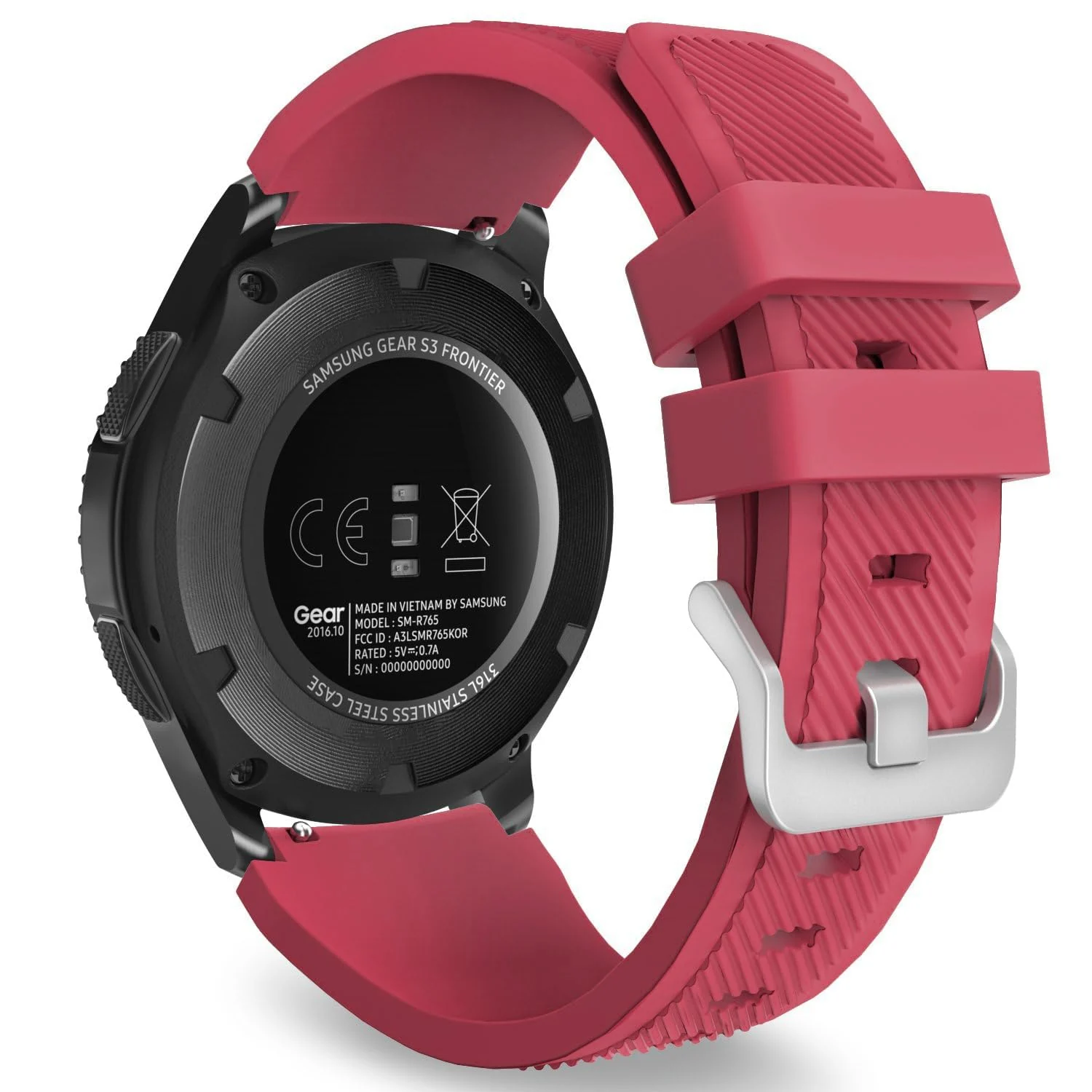 DL3 Mobilak Sport Silicone Band 20MM Strap For Samsung Gear Sport/Watch 6/5/4/5 Pro 45mm/S2 classic/active 2 40mm 44mm/Amazfit GTS/2/2e/GTS3/3 Pro/2 Mini/3 Mini/Bip 3/Bip 3 Pro - Rose Red
