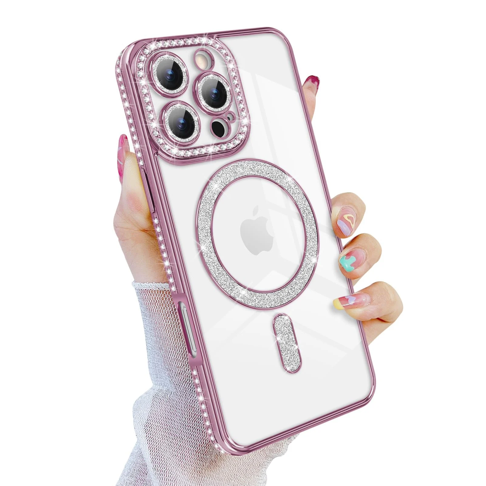 DL3 Mobilak MagSafe-Compatible Magnetic Case for iPhone 16 Pro Max with Camera Protection and Magnetic Car-Mount Support - Pink