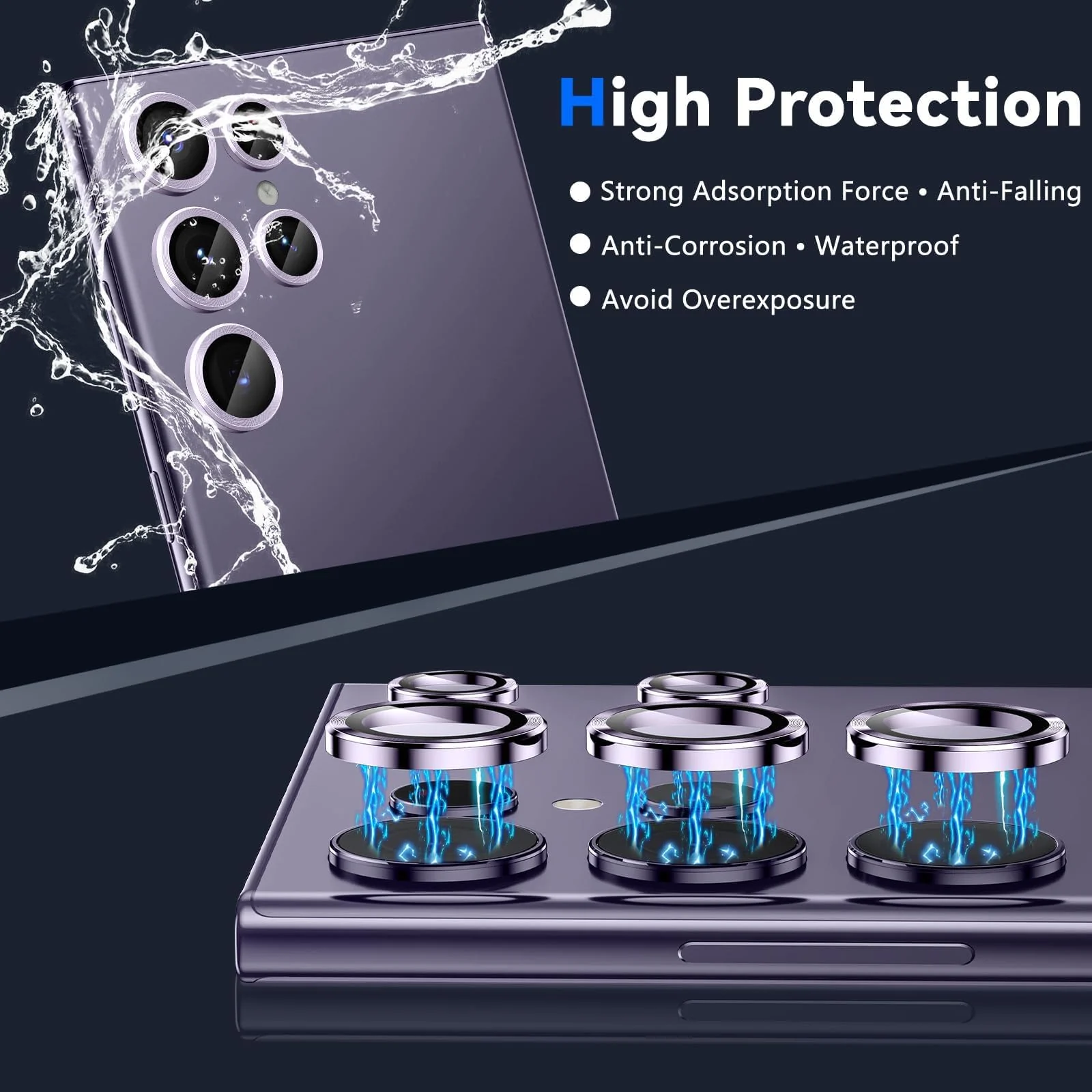 DL3 Mobilak for Samsung Galaxy S25 Ultra Camera Lens Protector, Individual Lens Protectors, Scratch-Resistant Ultra-Thin Tempered Glass with Aluminum Ring Cover, Galaxy S25 Ultra Case Friendly - Purple