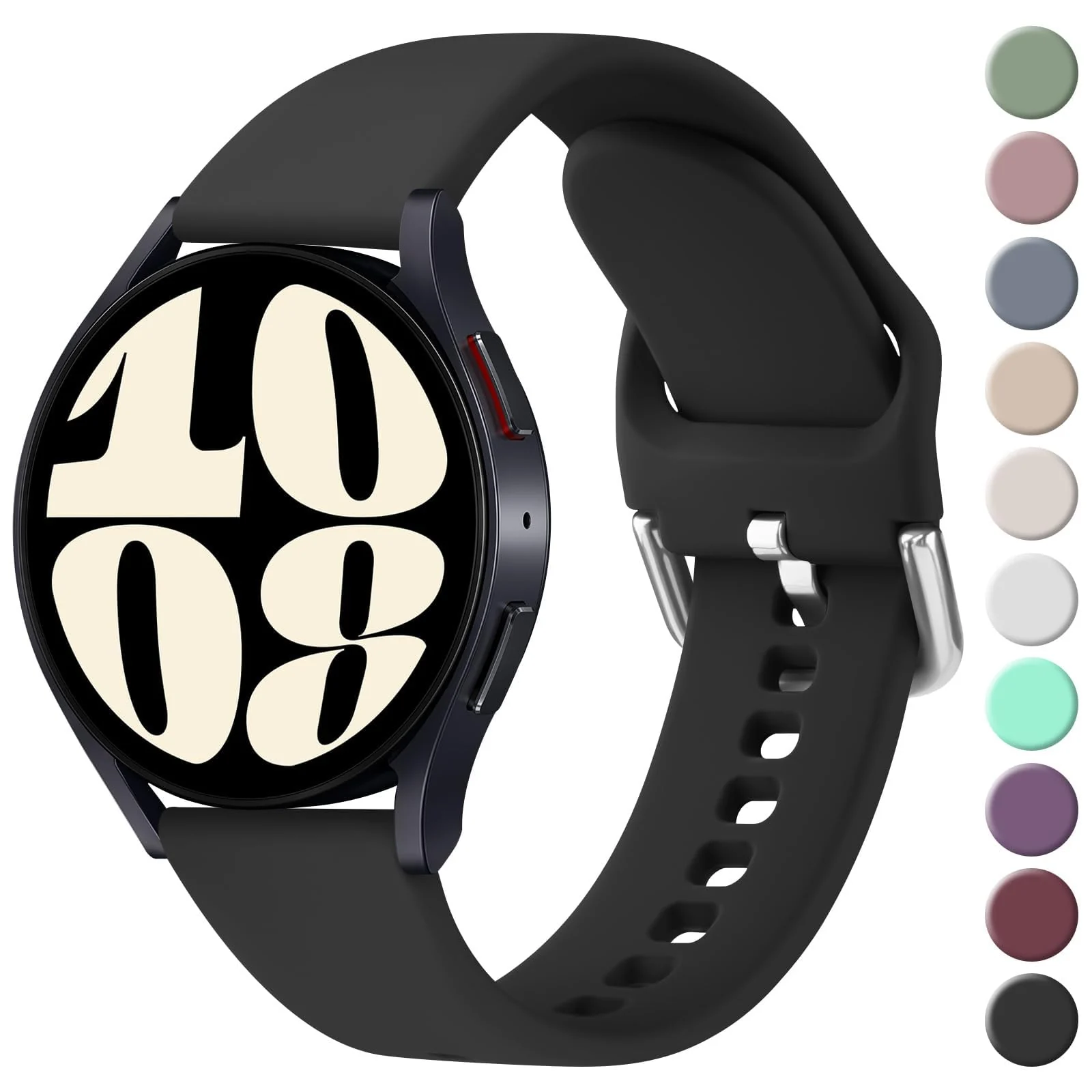 DL3 MOBILAK Silicone Buckle Band 22MM Strap Compatible with Samsung Galaxy Watch3 45mm/Galaxy 46mm/Gear S3/Compatible with Huawei Watch GT4 GT3 46MM/GT2E/GT2 Pro/GT GT2 46MM/Amazfit GTR - A.Black