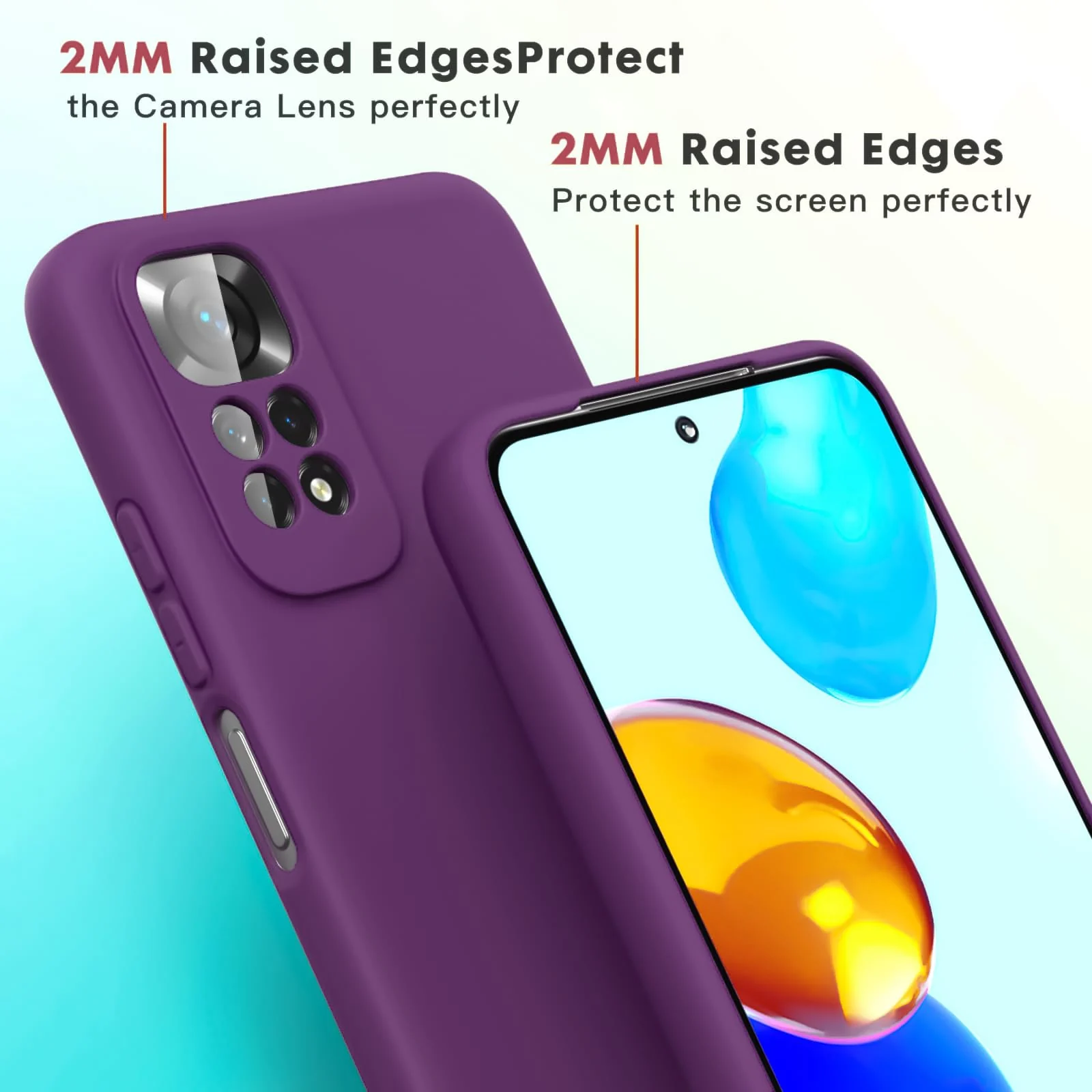 DL3 Mobilak Liquid Silicone Protective Case with Soft Microfiber Lining with Full Camera Protection for Xiaomi Redmi Note 12 Pro 4G / Redmi Note 11 Pro 4G&5G - Violet