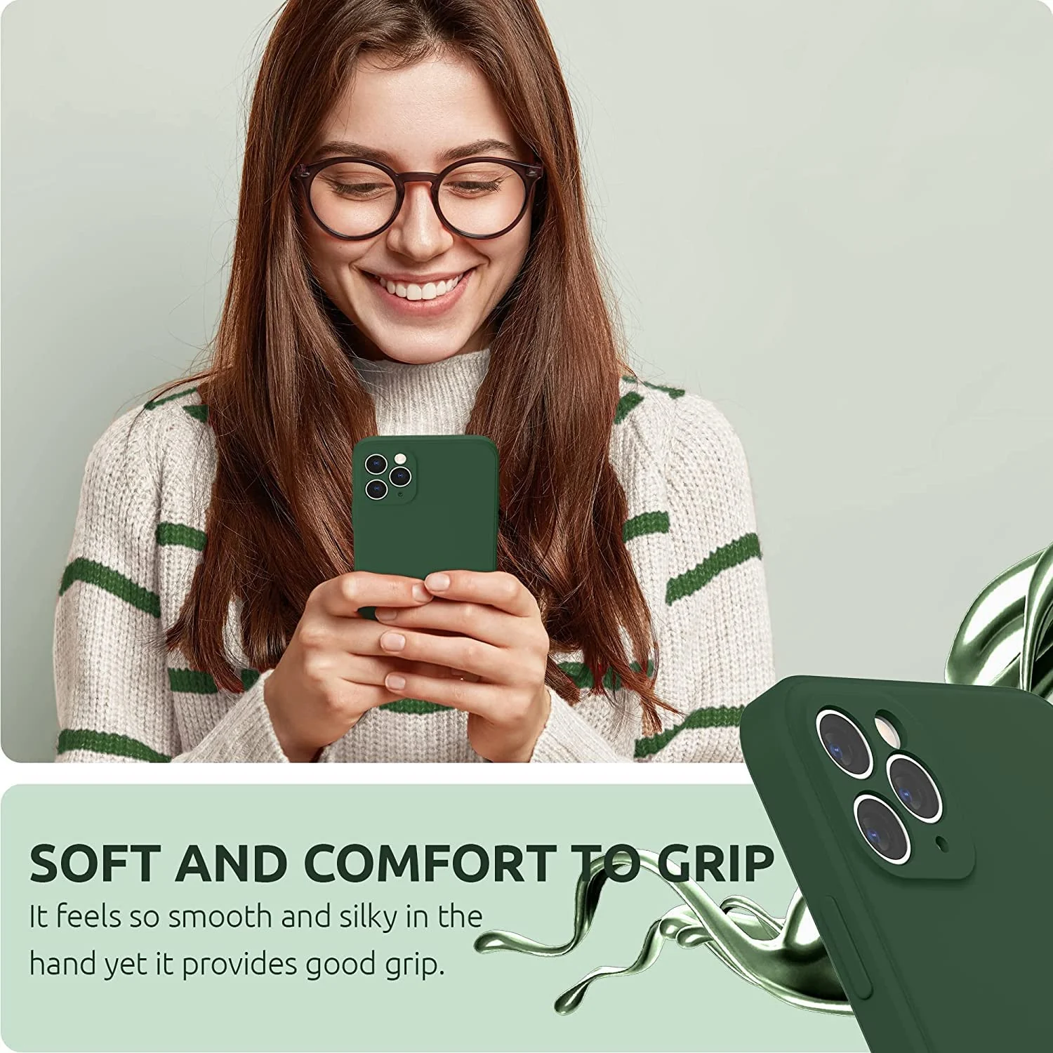 DL3 Mobilak Compatible with iPhone 12 Pro Max (6.7 Inch) Case, Liquid Silicone Case, Full Body Protective Cover, Shockproof, Slim Phone Case, Anti-Scratch Soft Microfiber Lining - Green