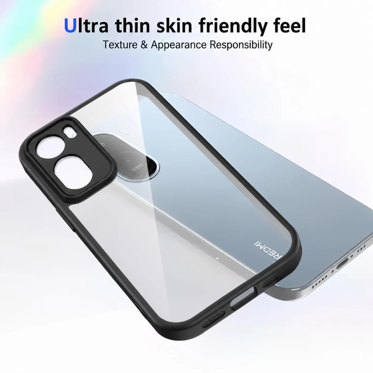 MOBIGON Anti-Yellowing Shockproof Transparent Phone Case for Xiaomi Redmi A7 Pro 4G, Black