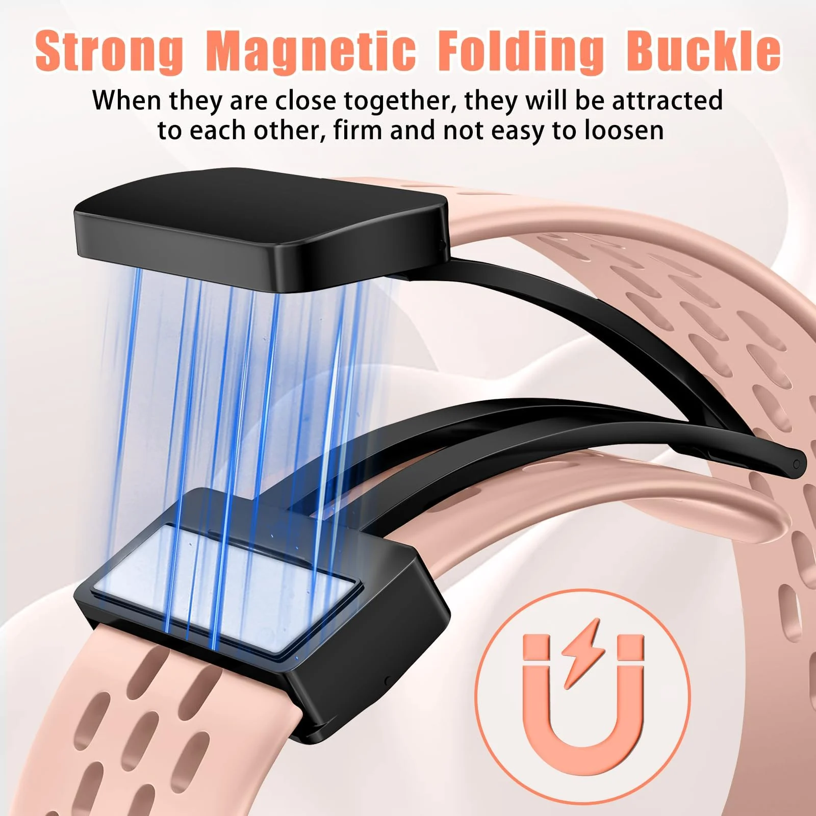 DL3 Mobilak 18mm Silicone Strap For Huawei Watch GT 6 41mm/GT 5 Pro 42 mm/GT 5 41mm/GT4 41 mm/Watch 5 42mm Magnetic Metal Buckle Sport Silicone Breathable Strap, Band Soft Replacment Wristband - Light Pink