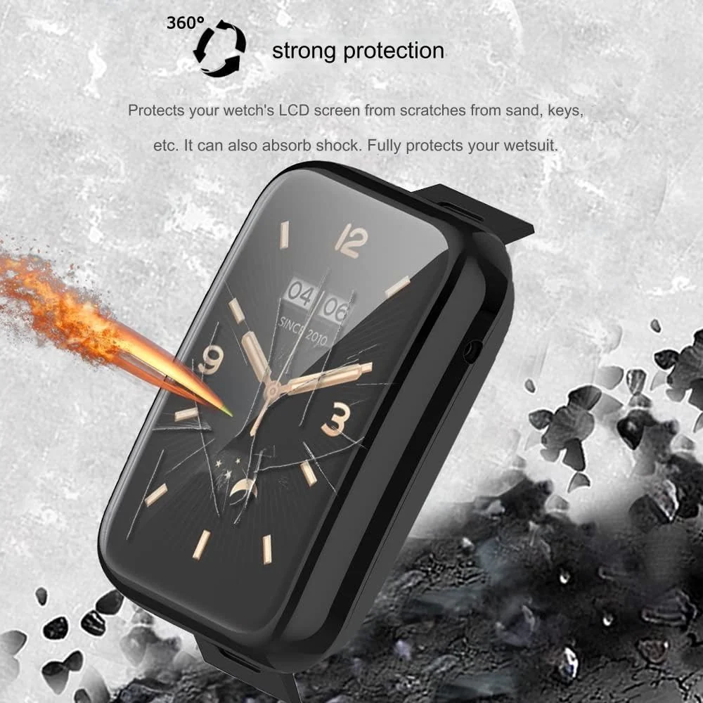 DL3 Mobilak Case Compatible with Xiaomi Mi Band 7 Pro Case All-Around with Built-in Screen Protector Watch Soft TPU Shockproof Cover Slim Guard Thin Bumper Shell Protector - Black