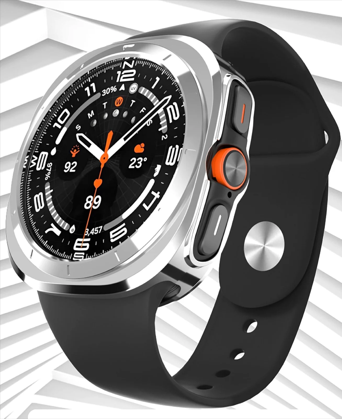 DL3 Mobilak Case Compatible with Samsung Galaxy Watch Ultra 2025/Galaxy Watch 7 Ultra 2024 47mm, Premium Soft TPU Slim Plated Protective Bumper Shell Cover Without Screen Protector - Silver