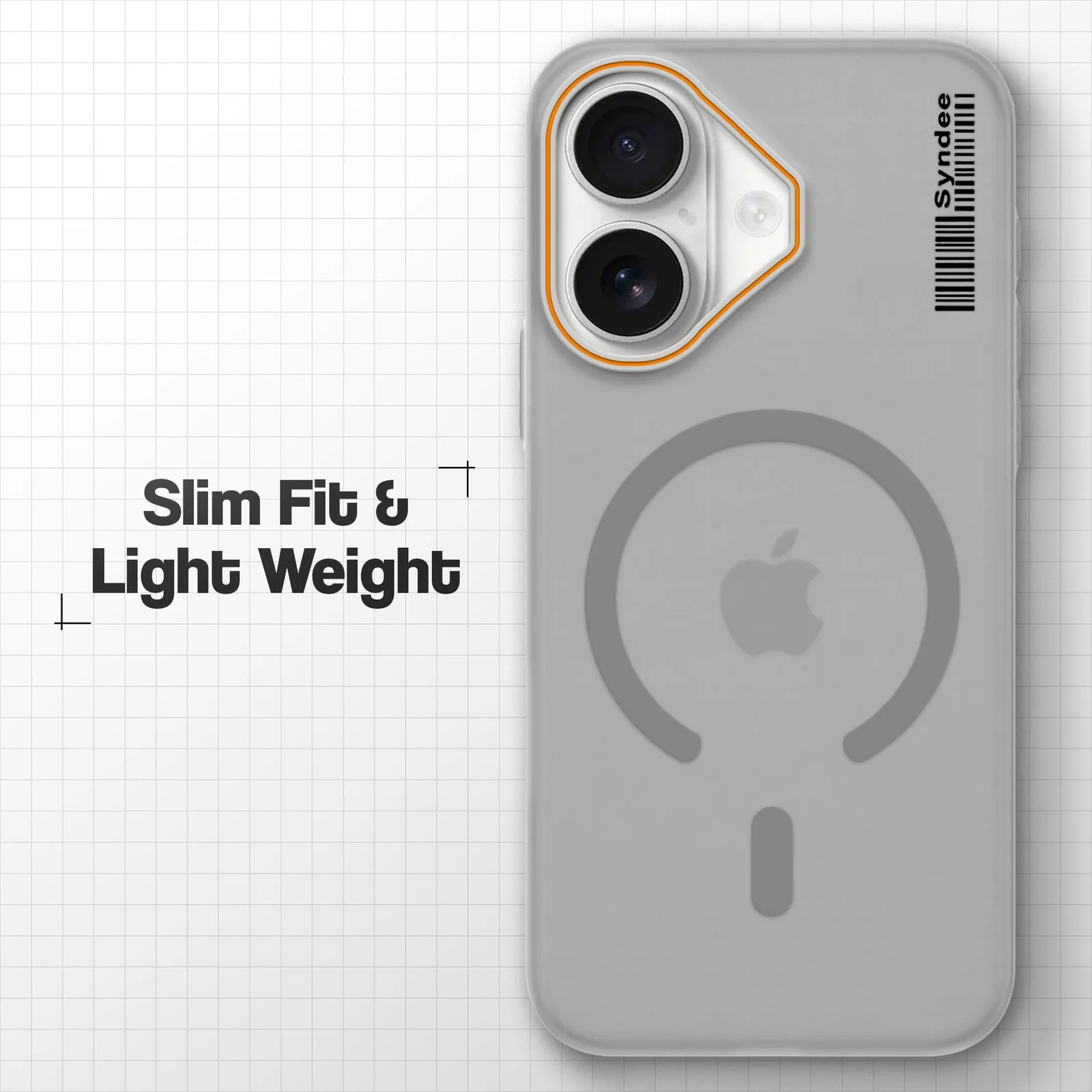DL3 Mobilak Translucent Matte Case for iPhone 17, Compatible with MagSafe accessories, Shock-absorbing protection, Integrated ring holder - Gray