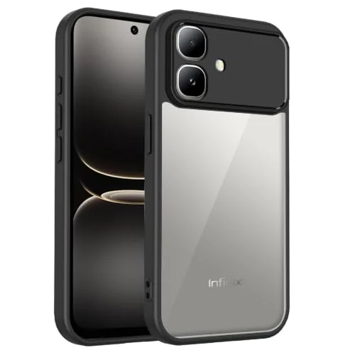 MOBIGON Anti-Yellowing Shockproof Transparent Phone Case for Infinix Smart 20, Black