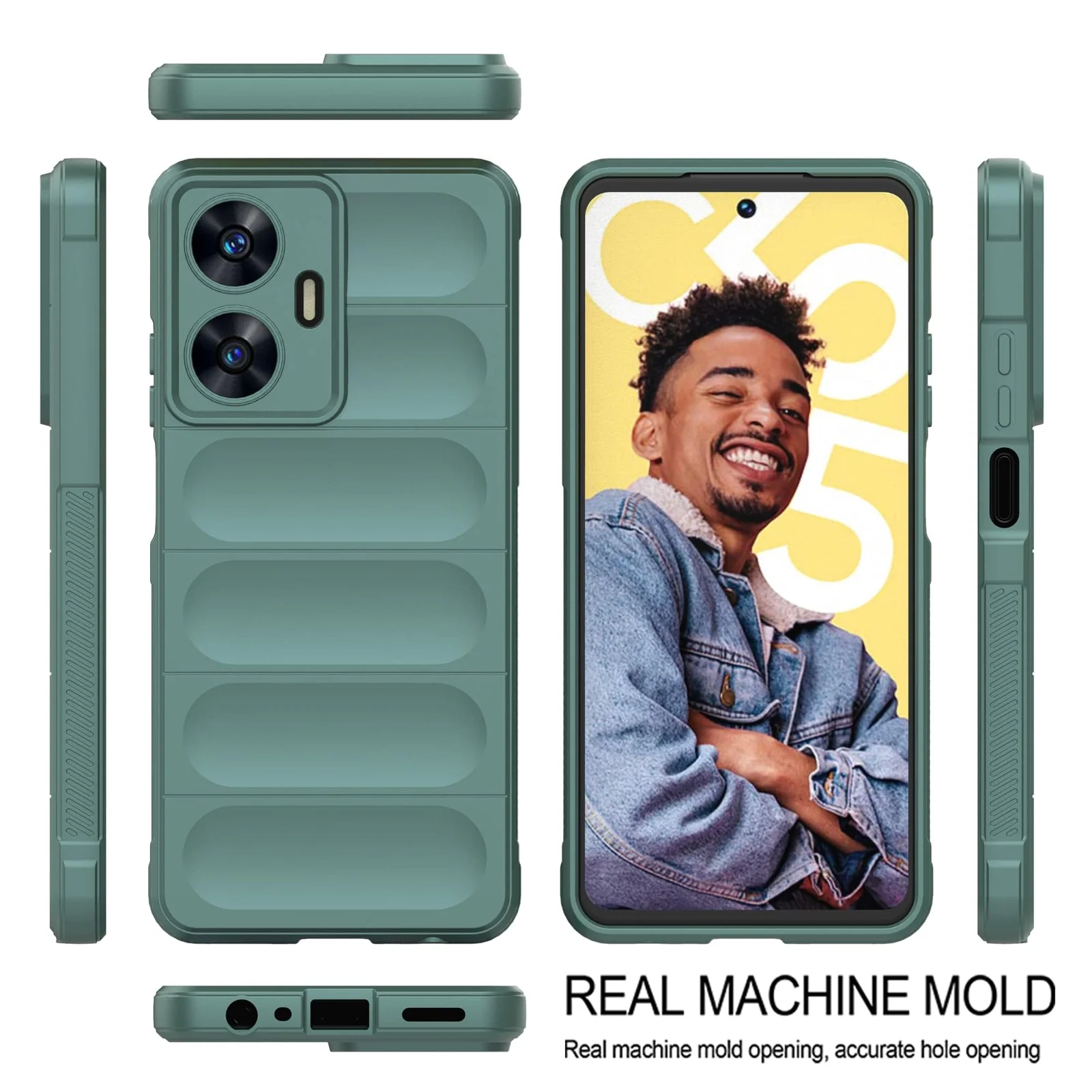 DL3 Mobilak Flexible Silicone and TPU Protective Case with Camera Protection for realme C55 / Narzo N55 - Green