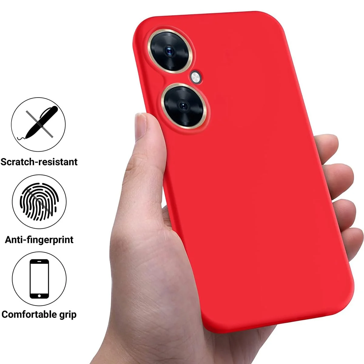 DL3 Mobilak Silicone Protective Case for Huawei nova 11i, Shock-absorbing protection, Scratch-resistant surface, Soft microfiber lining - Red