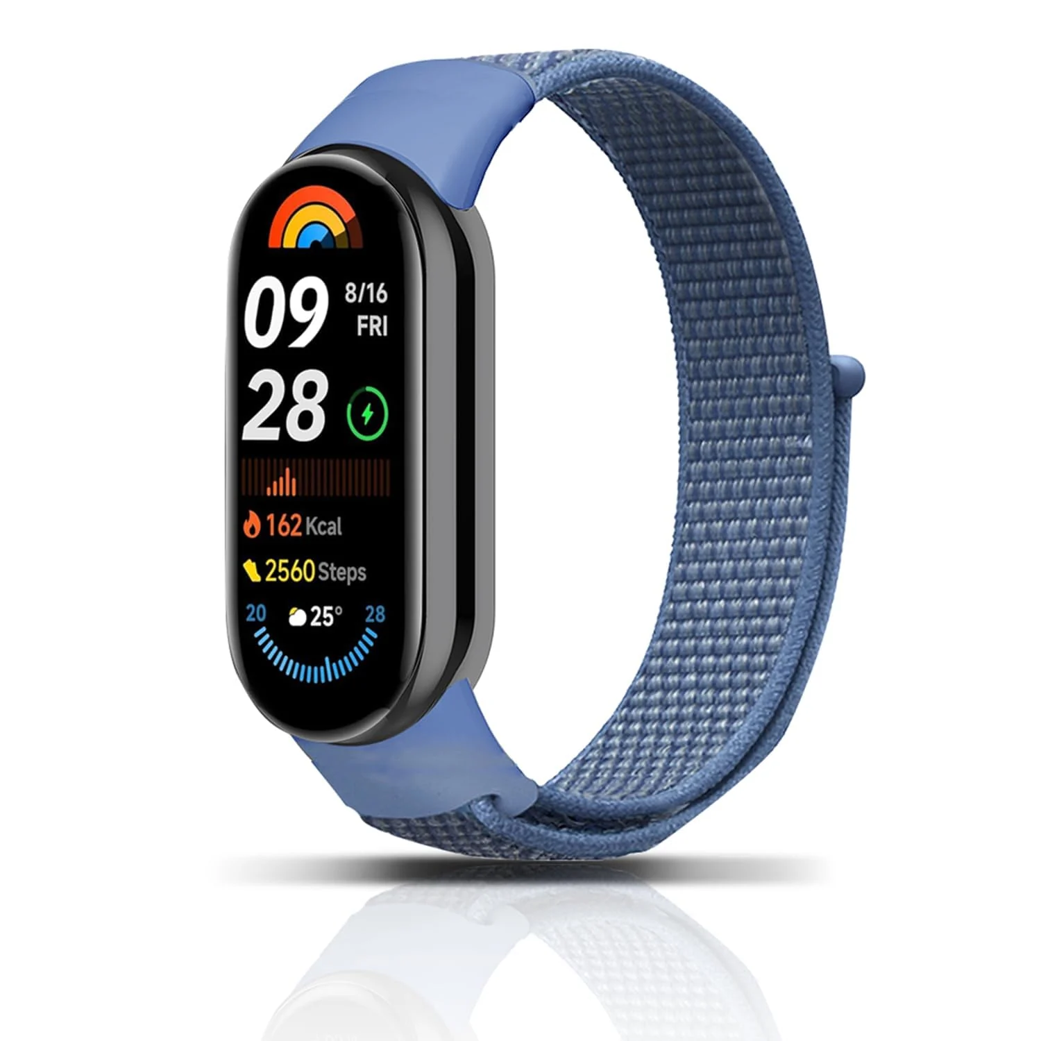 DL3 Mobilak Nylon Sport Band Compatible with Xiaomi Mi Band 10/9/8 for Women Men, Soft Adjustable Breathable Sport Loop Watch Strap Replacement Wristband for Xiaomi Smart Band 8/9/10 - Blue