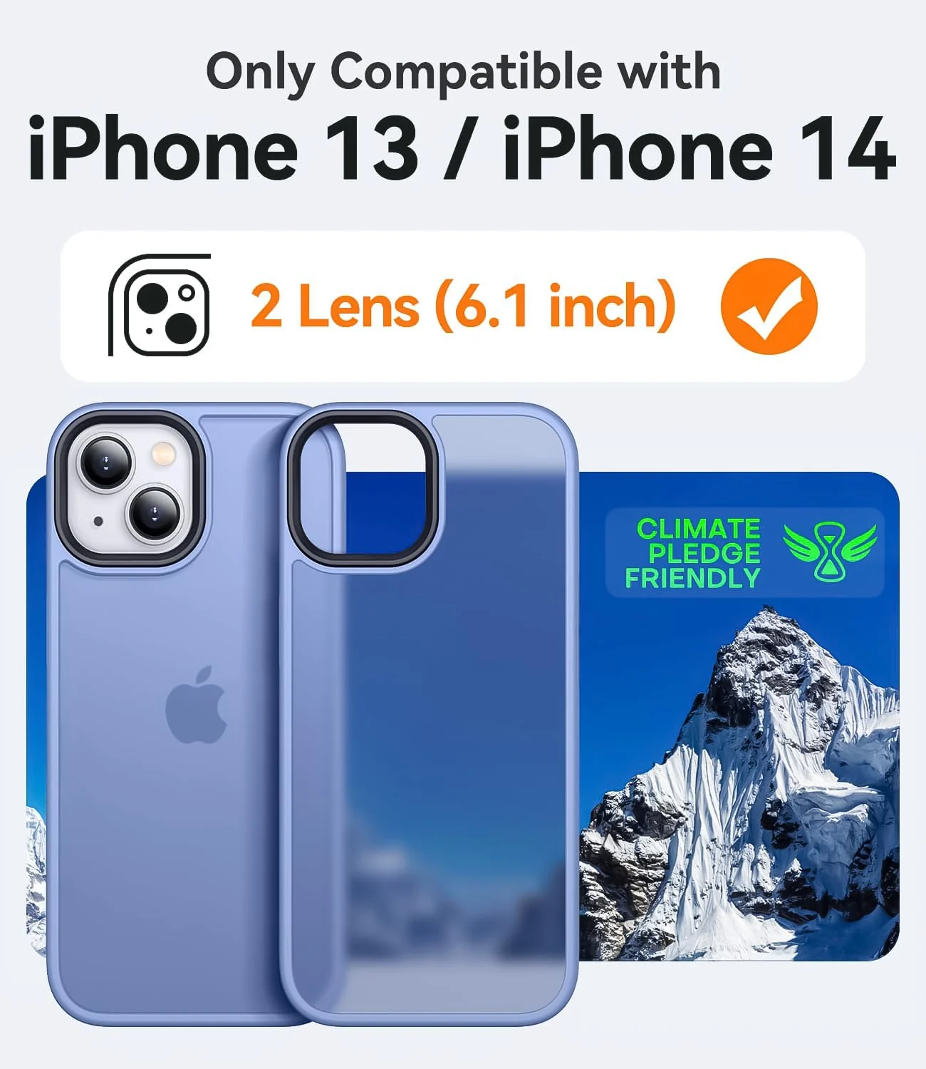 DL3 Mobilak Designed for iPhone 13/14 6.1-Inch Case, Military Shockproof Super Soft Silicone Slim Translucent Matte Protective Phone Cover, Compatible with iPhone 13/14 - Light Blue