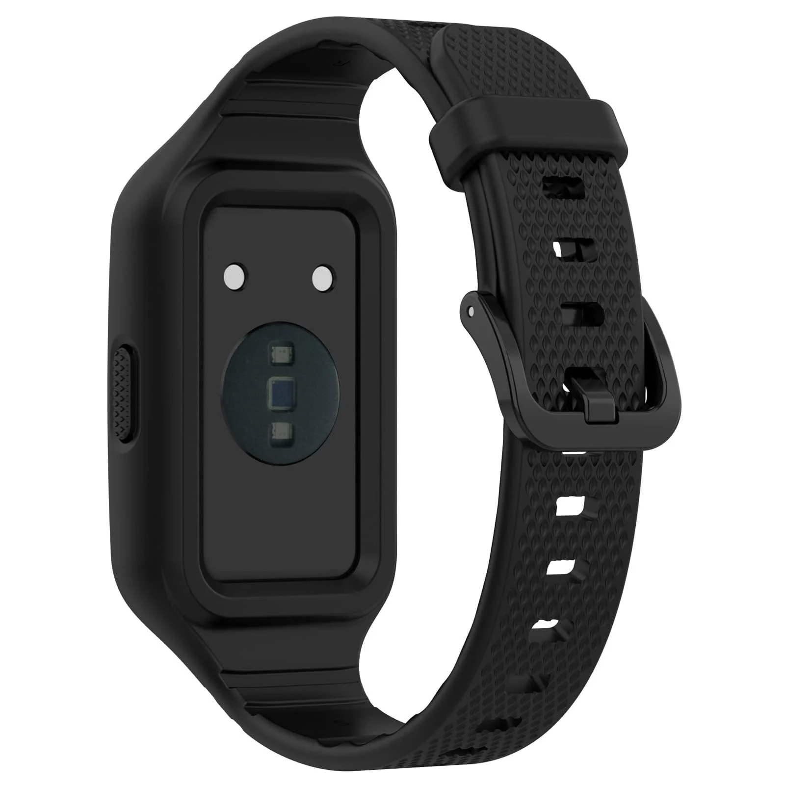 DL3 MOBILAK Strap Compatible with Huawei Band 10/9/8/7/6/6 Pro, Adjustable Replacement Strap - Silicone Replacement Wrist Strap With Built-in Case Cover For Honor Band 6/7 - Black