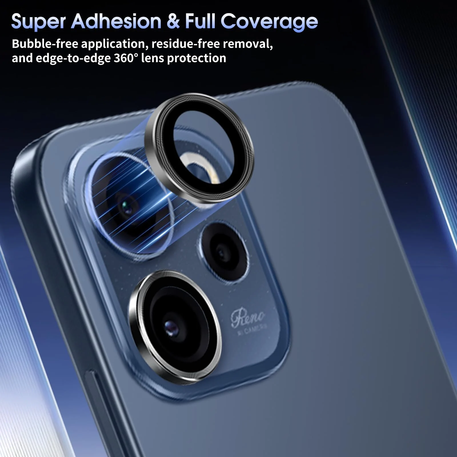 DL3 Mobilak Camera Lens Protector for OPPO Reno 15F / OPPO Reno15 FS Accessories, 9H Tempered Glass Metal Individual Ring Camera Cover Screen Protector, Case Friendly, Anti Scratch - Black