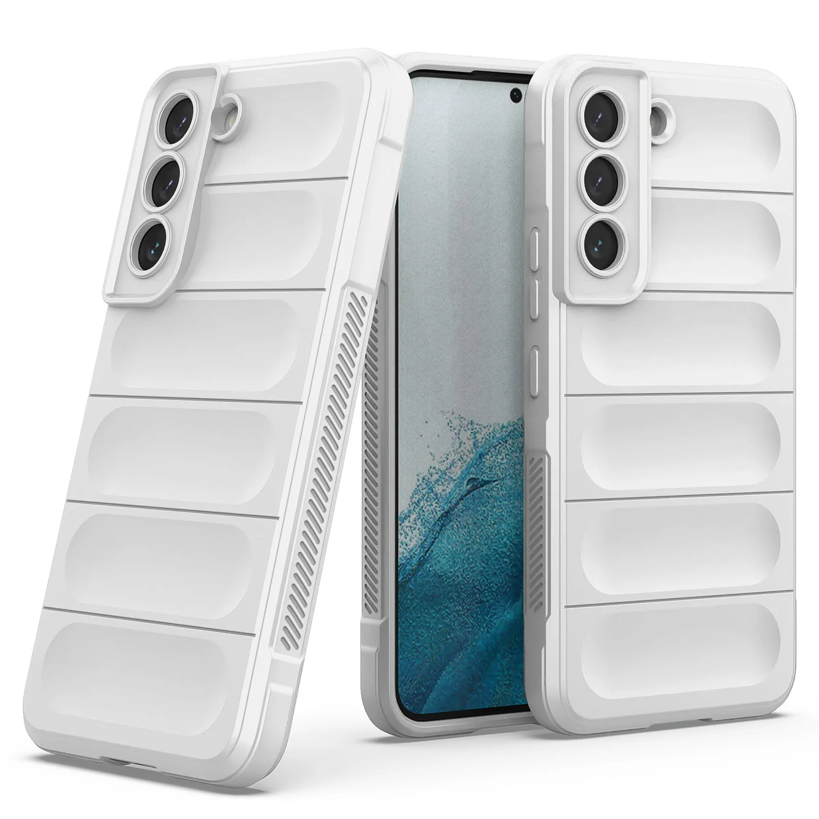 DL3 Mobilak Soft Silicone Protective Case for Samsung Galaxy S21 FE with Camera Protection and Shockproof Design - White