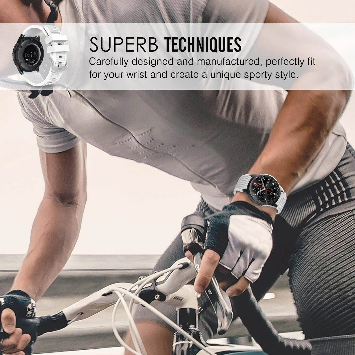 DL3 Mobilak Silicone Sport Band 22MM Xiaomi Redmi Watch 5 Active/5 Lite/Samsung Galaxy Watch 46mm/Watch 3 45mm/Gear S3/Huawei watch (GT6 GT5 GT4 GT3 GT2 GT 46MM)/GT2E/GT5 Pro/GT 6 Pro/Amazfit GTR 3/4 - A.White
