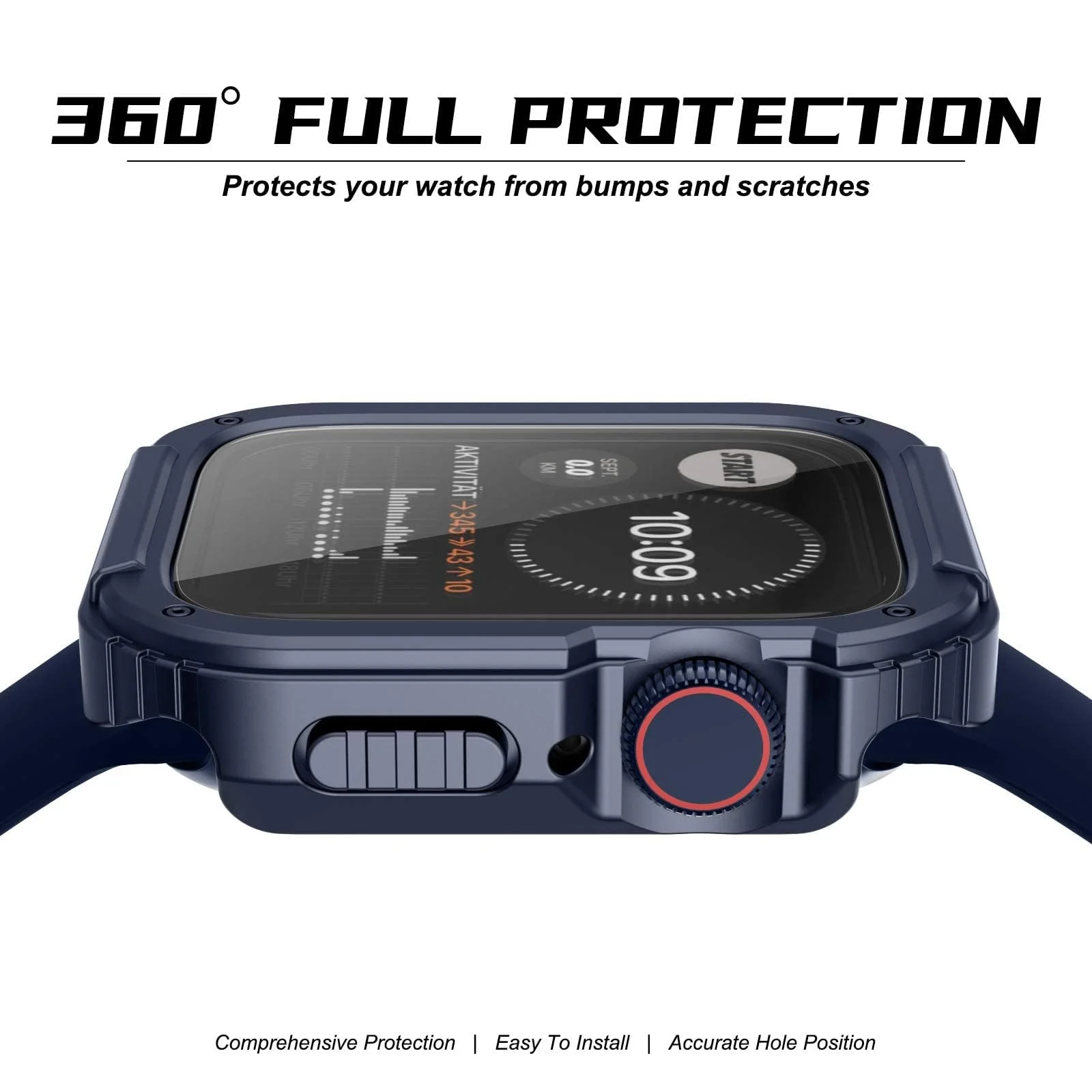 DL3 Mobilak Rugged Apple Watch Case 41mm Series 9 8 7 with Screen Protector, Durable Military Grade Drop-Proof Protective Cove Full Coverage Shock-Proof Bumper for iWatch Series 9/8/7 41mm - Blue
