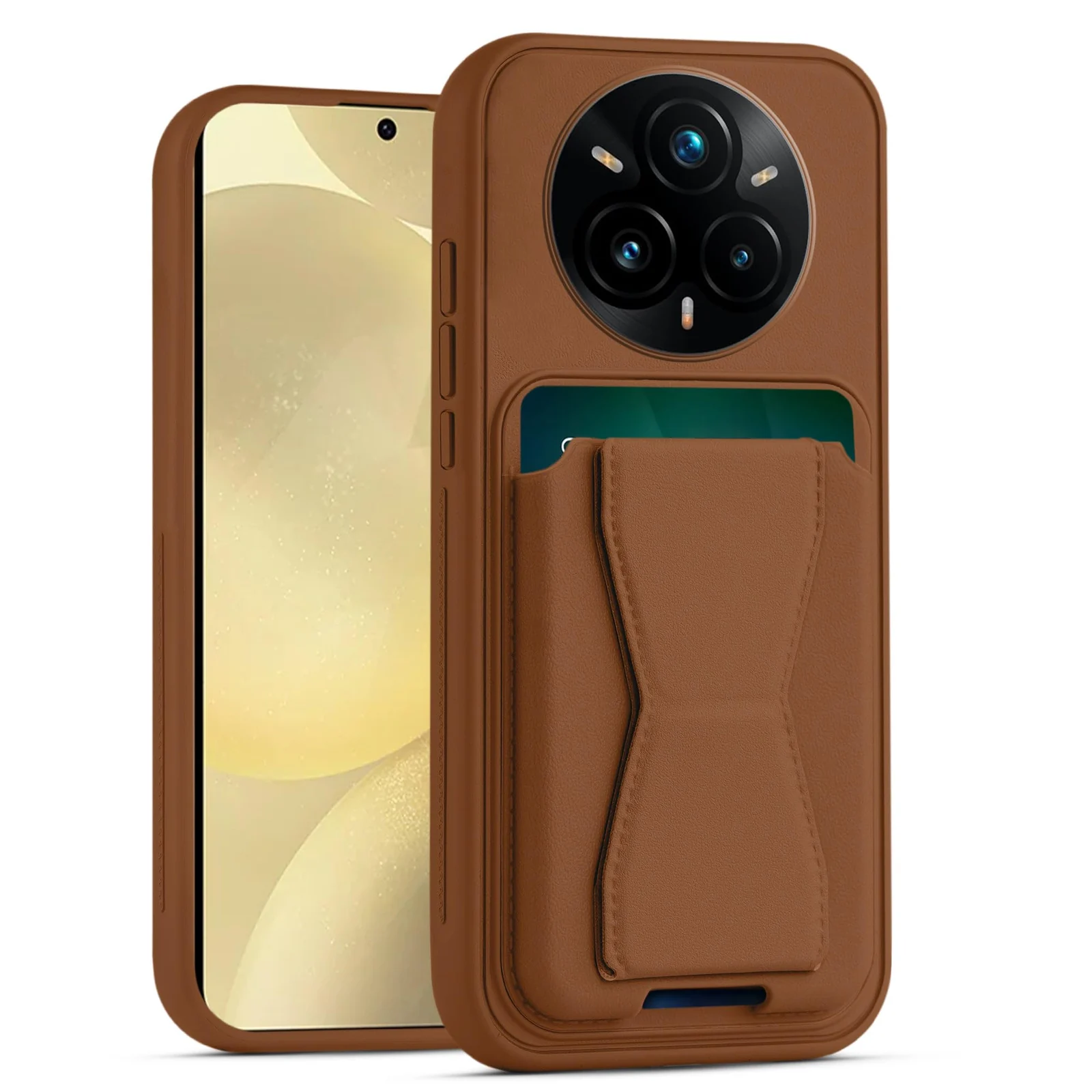 DL3 Mobilak Leather Wallet Case with Card Slot for realme 14 Pro+ Plus 5G with Camera Protection and Shockproof Design - Brown