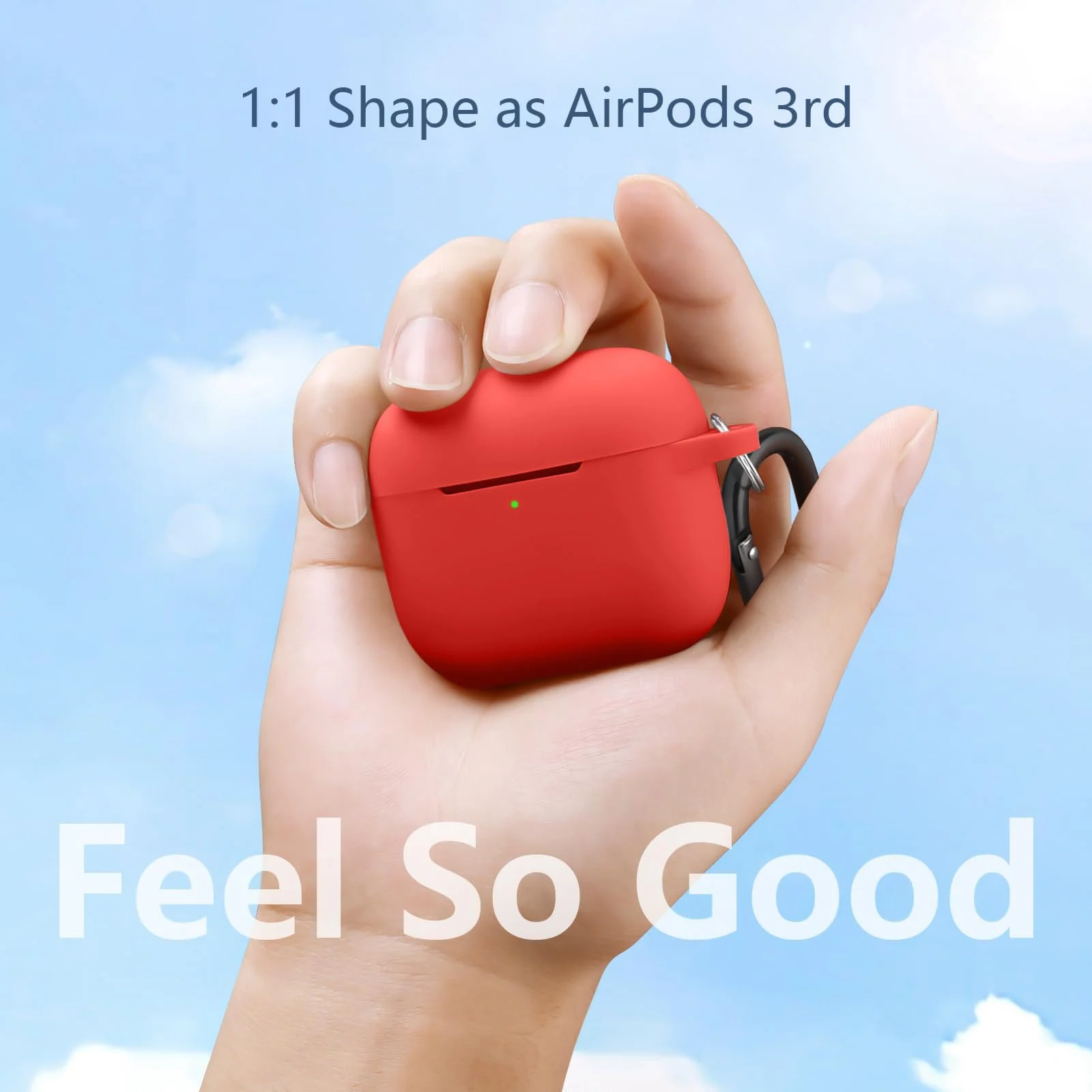 DL3 Mobilak Case Compatible with AirPods 3, Silicone Protective Accessories Skin with Keychain Compatible with AirPods 3rd Generation 2021 for Women Girl, Front LED Visible - Red