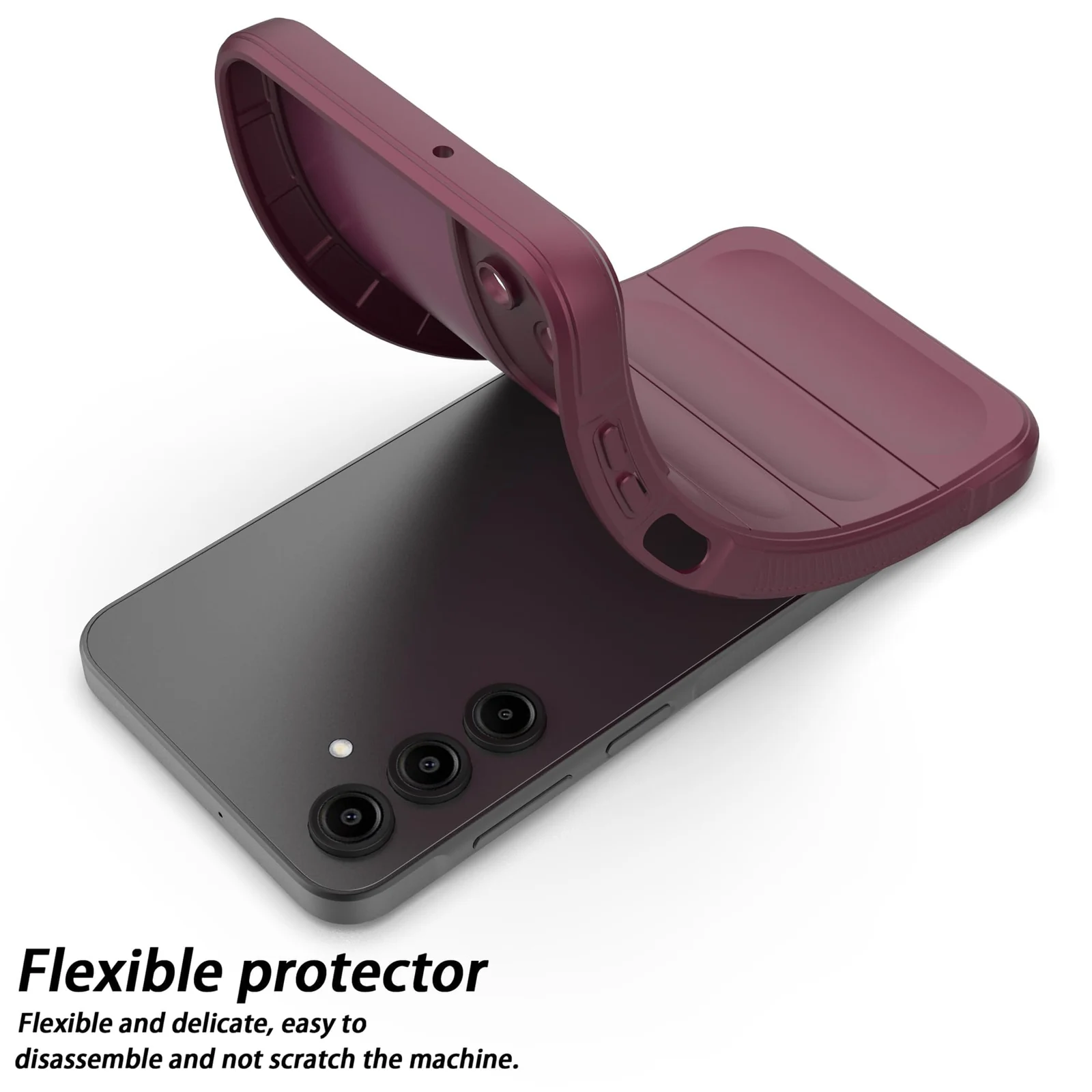 DL3 Mobilak Silicone Case for Samsung Galaxy A25 Heavy Duty Protective [Slim Fit] Shockproof Soft Flexible Protective Design Shock-Absorption TPU Cover With Camera Protection - Wine Red