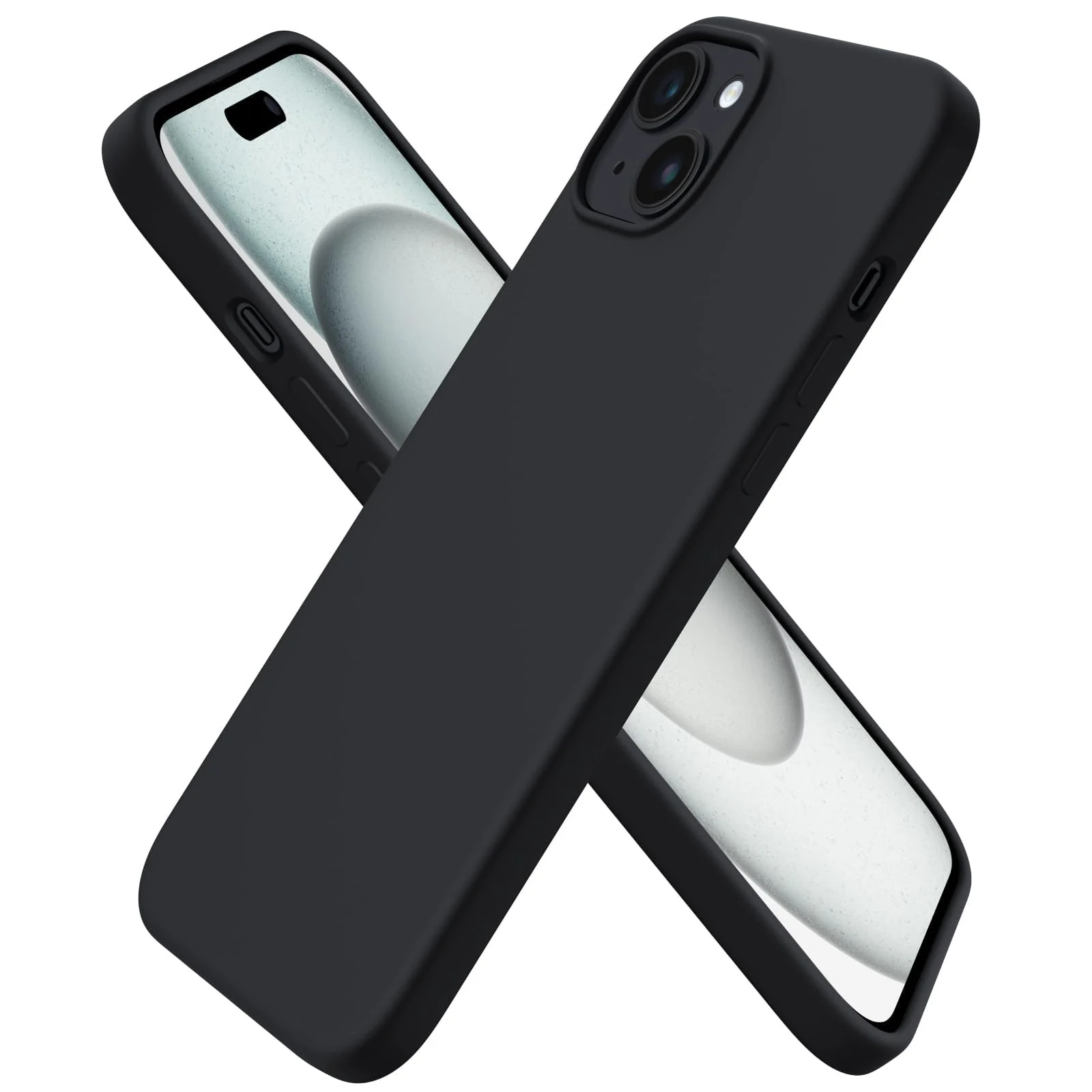 "DL3 Mobilak Compatible with iPhone 15 Plus/iPhone 14 Plus Case 6.7"", Slim Liquid Silicone 3 Layers Soft Gel Rubber Cover Protective Phone Case with Anti-Scratch Microfiber Lining - Black"