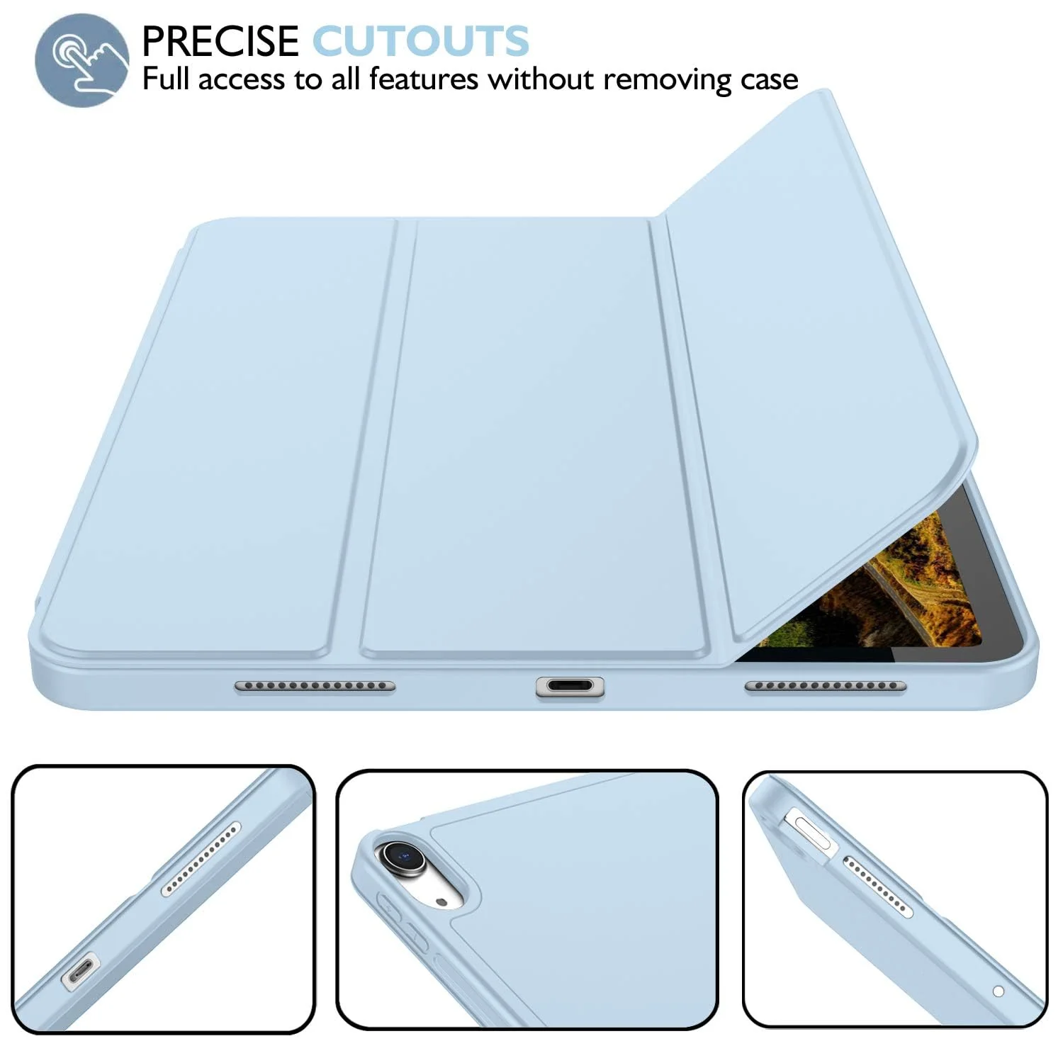 DL3 Mobilak iPad Air 11-Inch M2 (2024), iPad Air 5/4 (2022/2020 5th/4th 10.9-Inch) Case with Pencil Holder Full Body Protection + Charging Support Compatible with Apple Pencil (2nd - Sky Blue