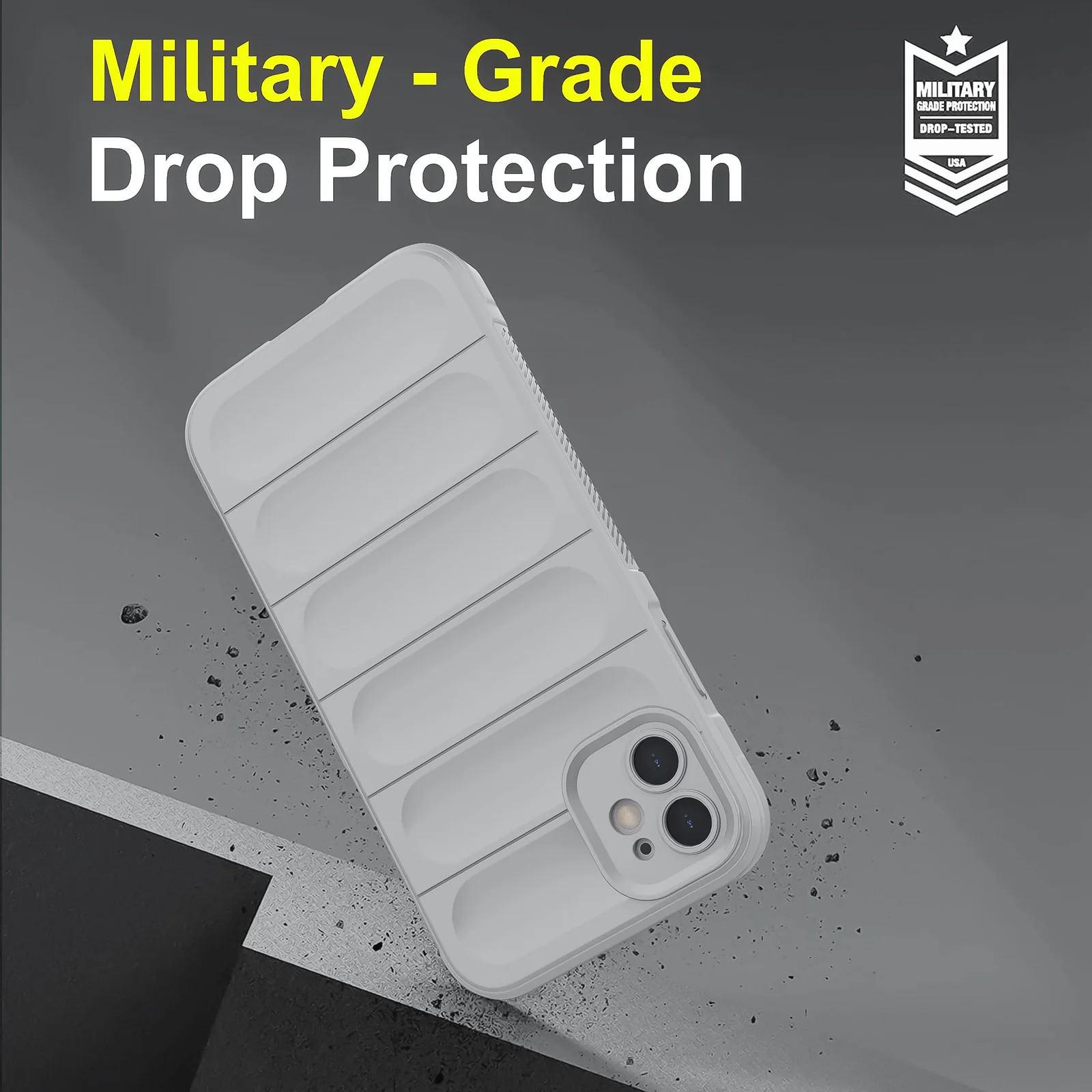 DL3 Mobilak Flexible Silicone and TPU Protective Case with Camera Protection for Apple iPhone 12 - Gray