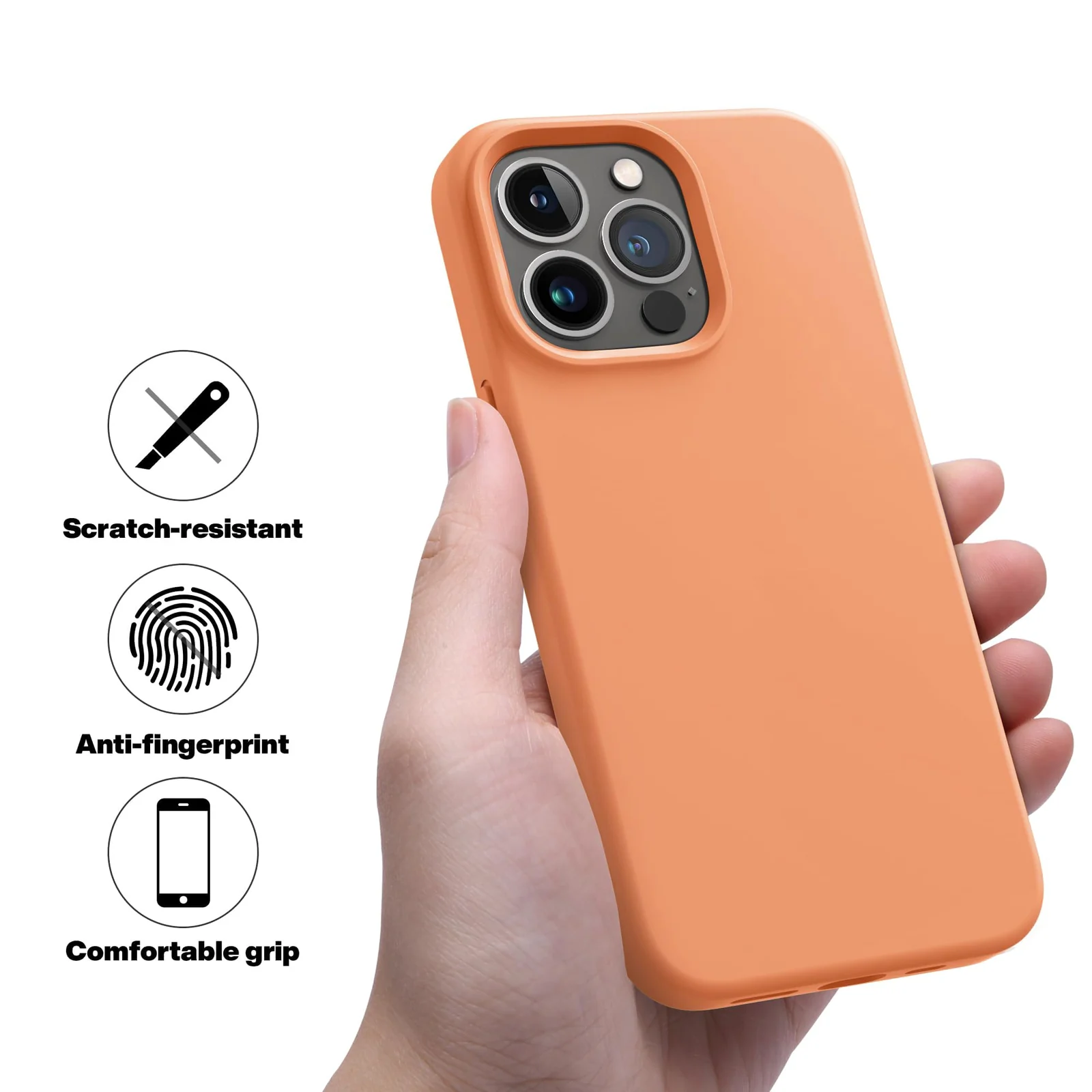 DL3 Mobilak Compatible with iPhone 12/12 Pro (6.1 Inch) Case, Liquid Silicone Case, Full Body Protective Cover, Shockproof, Slim Phone Case, Anti-Scratch Soft Microfiber Lining - Orange