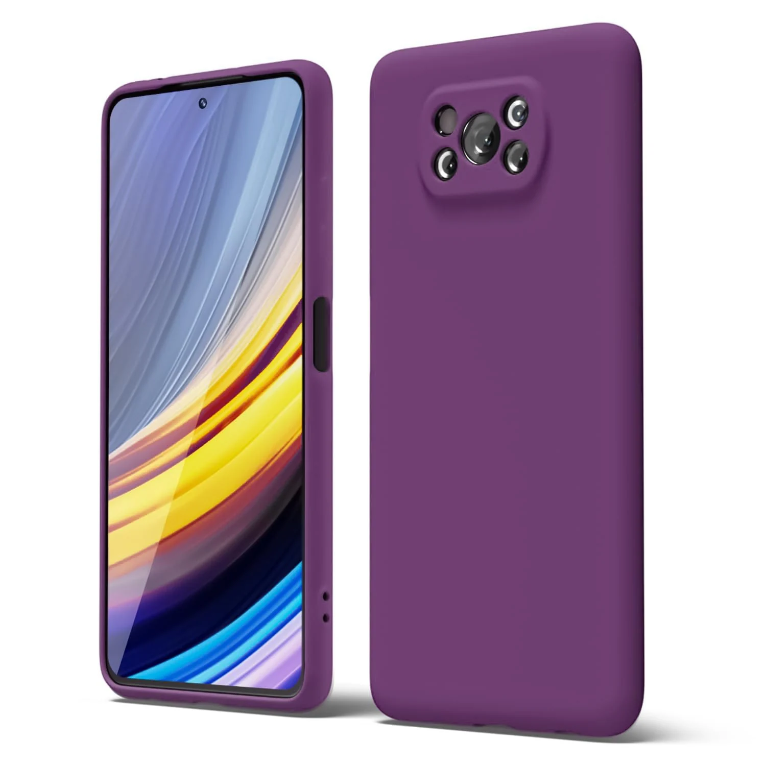 DL3 Mobilak Compatible with Xiaomi Poco X3 Pro/Poco X3 NFC/Poco X3 Case, Liquid Silicone Case, Full Body Camera Protective Cover, Shockproof, Slim Phone Case, Soft Microfiber Lining - Violet