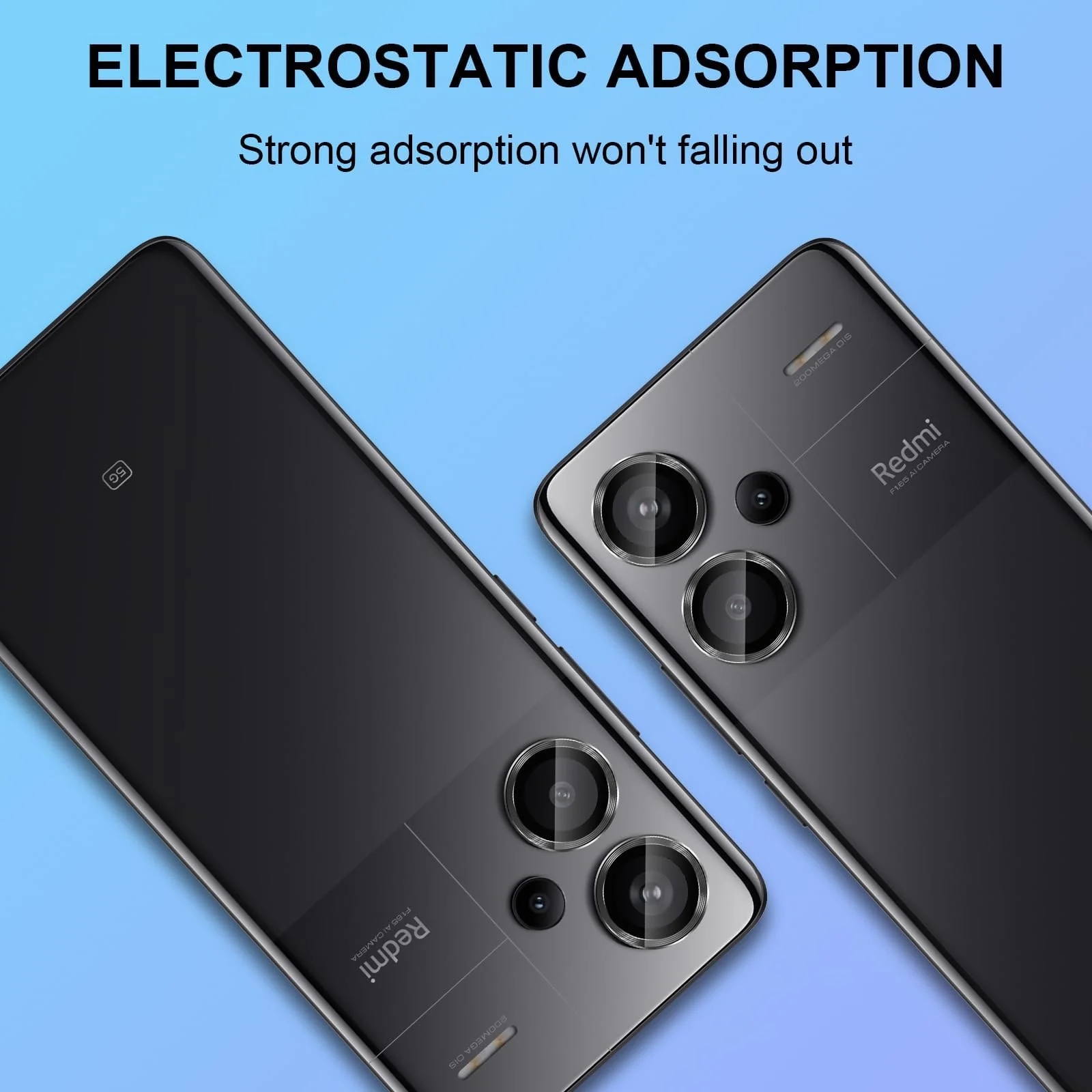 DL3 Mobilak Camera Lens Protector for Xiaomi Redmi Note 13 Pro+ Plus 5G Accessories, 9H Tempered Glass Metal Individual Ring Camera Cover Screen Protector, Case Friendly, Anti Scratch - Black