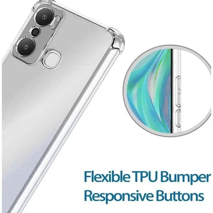 DL3 Mobilak Case Compatible with Infinix Hot 20 Play, Cover Silicone Transparent TPU Gorilla Anti-shock Protector Camera Shockproof Corners - Clear