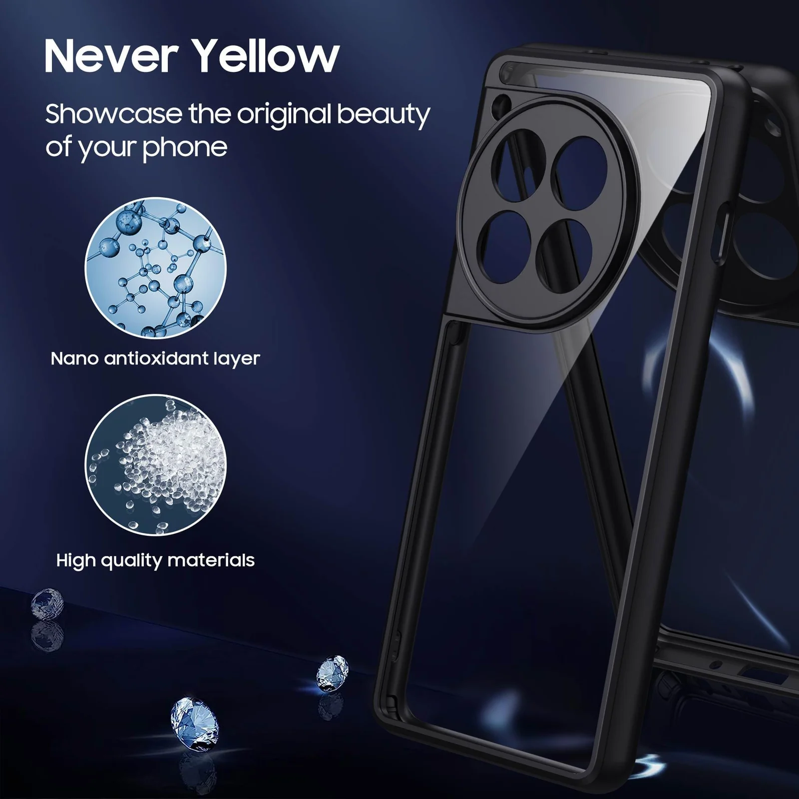 DL3 Mobilak Clear Protective Case for Oneplus 12R 5G / Oneplus Ace 3 - Black
