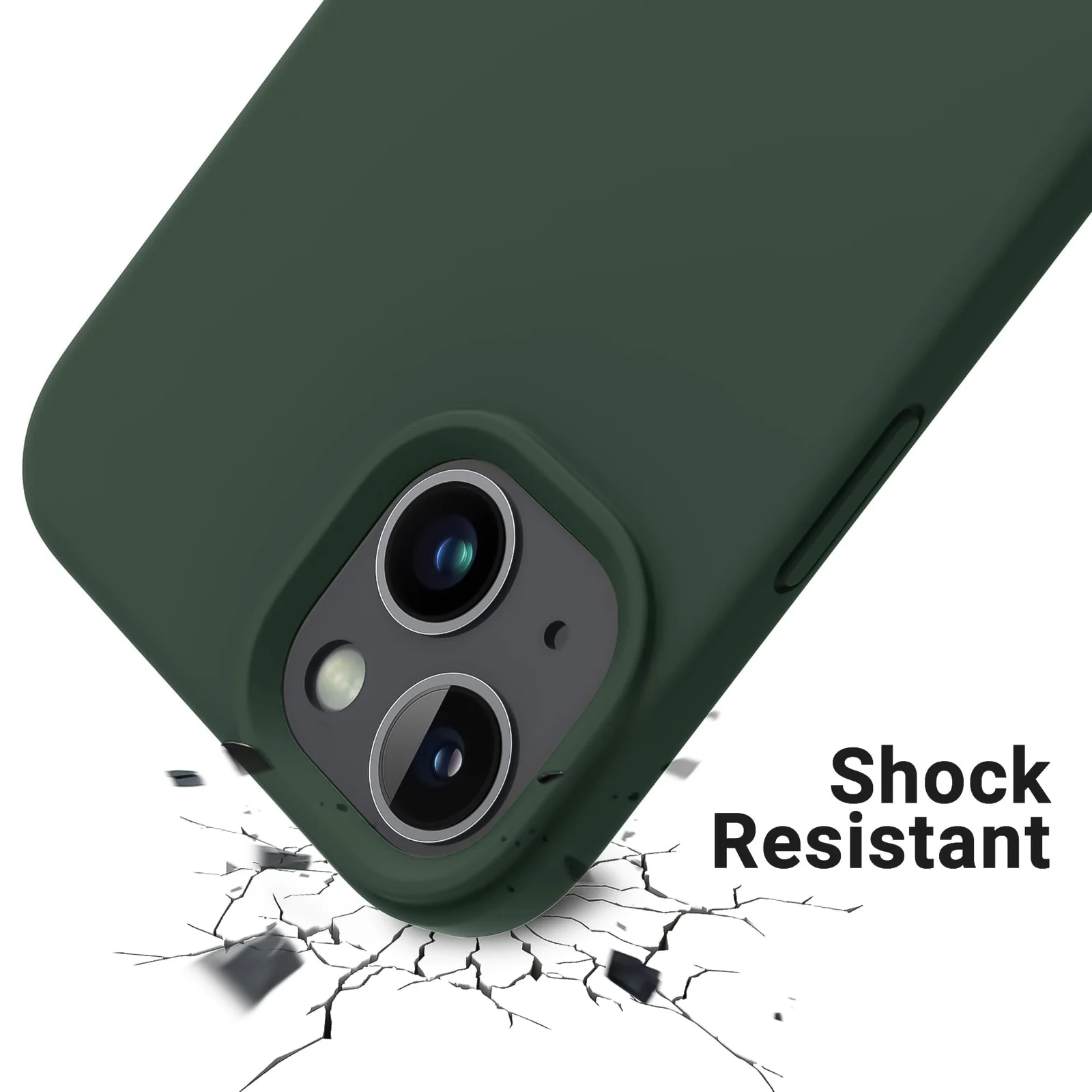 DL3 Mobilak Liquid Silicone Protective Case for iPhone 13 / iPhone 14 with Camera Protection and Microfiber Lining - A Green