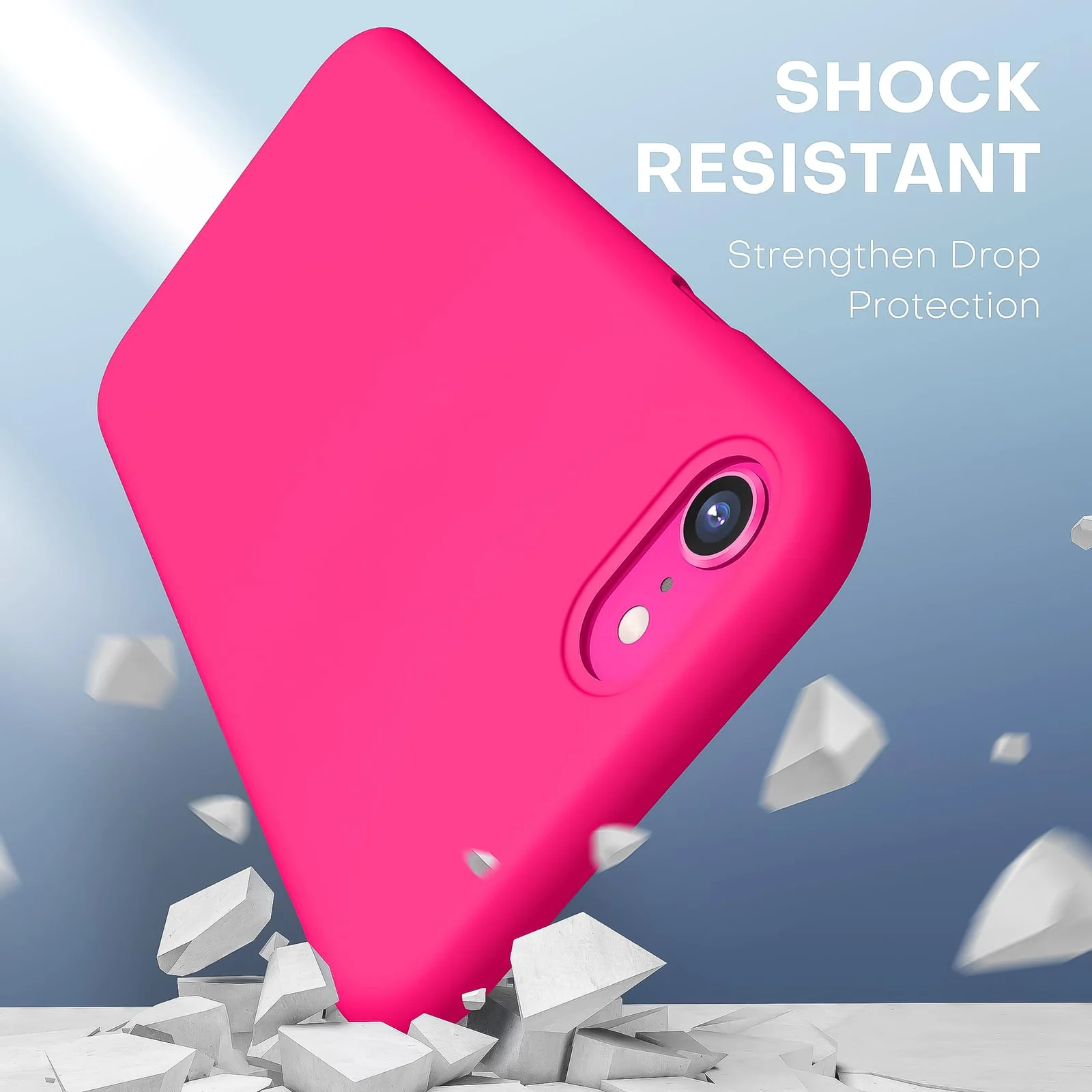 DL3 Mobilak Liquid Silicone Protective Case for iPhone SE 2022, SE 2020, iPhone 7, iPhone 8 with Camera Protection and Microfiber Lining - Hot Pink