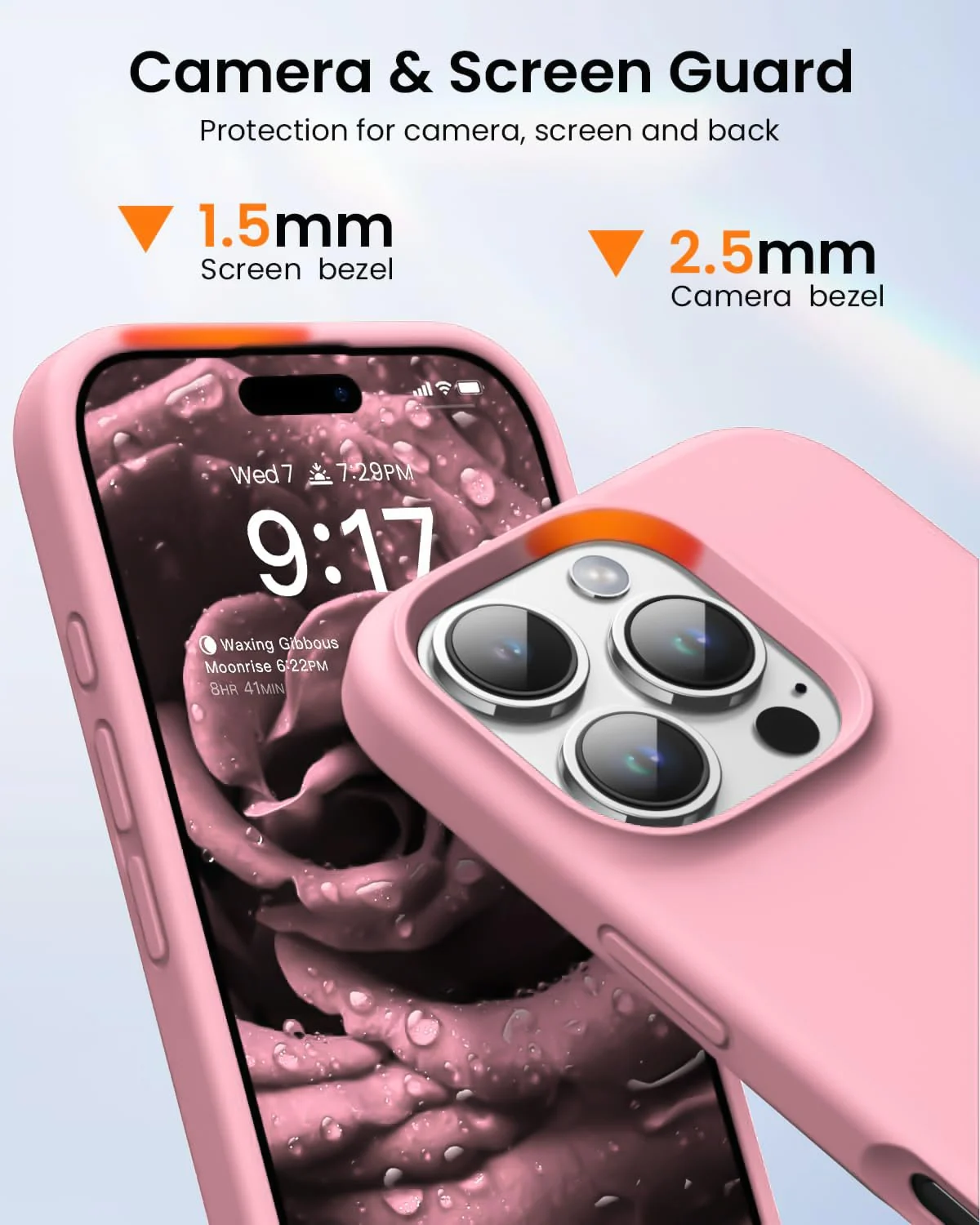 DL3 Mobilak Liquid Silicone Protective Case with Soft Microfiber Lining for iPhone 16 Pro Max - Pink