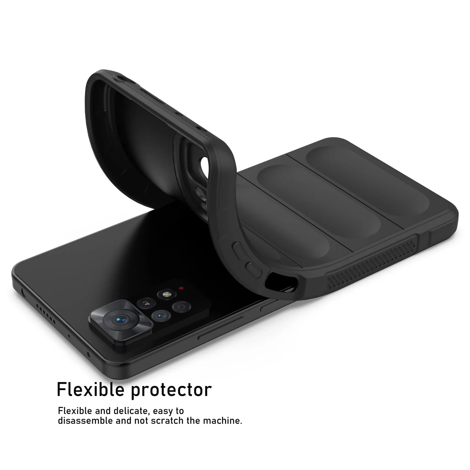DL3 Mobilak Flexible Silicone and TPU Protective Case with Camera Protection for Xiaomi Redmi Note 12 Pro 4G / Redmi Note 11 Pro 4G&5G - Black