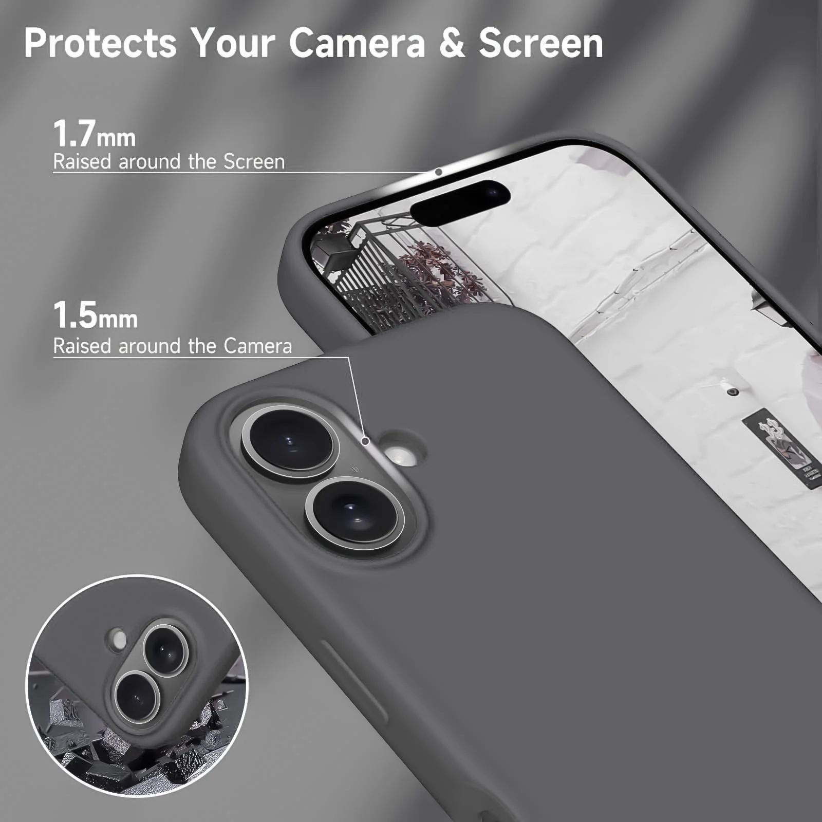 DL3 Mobilak Liquid Silicone Case for iPhone 17 6.3-Inch, Supports wireless charging, Shock-absorbing protection, Scratch-resistant surface - Deep Gray