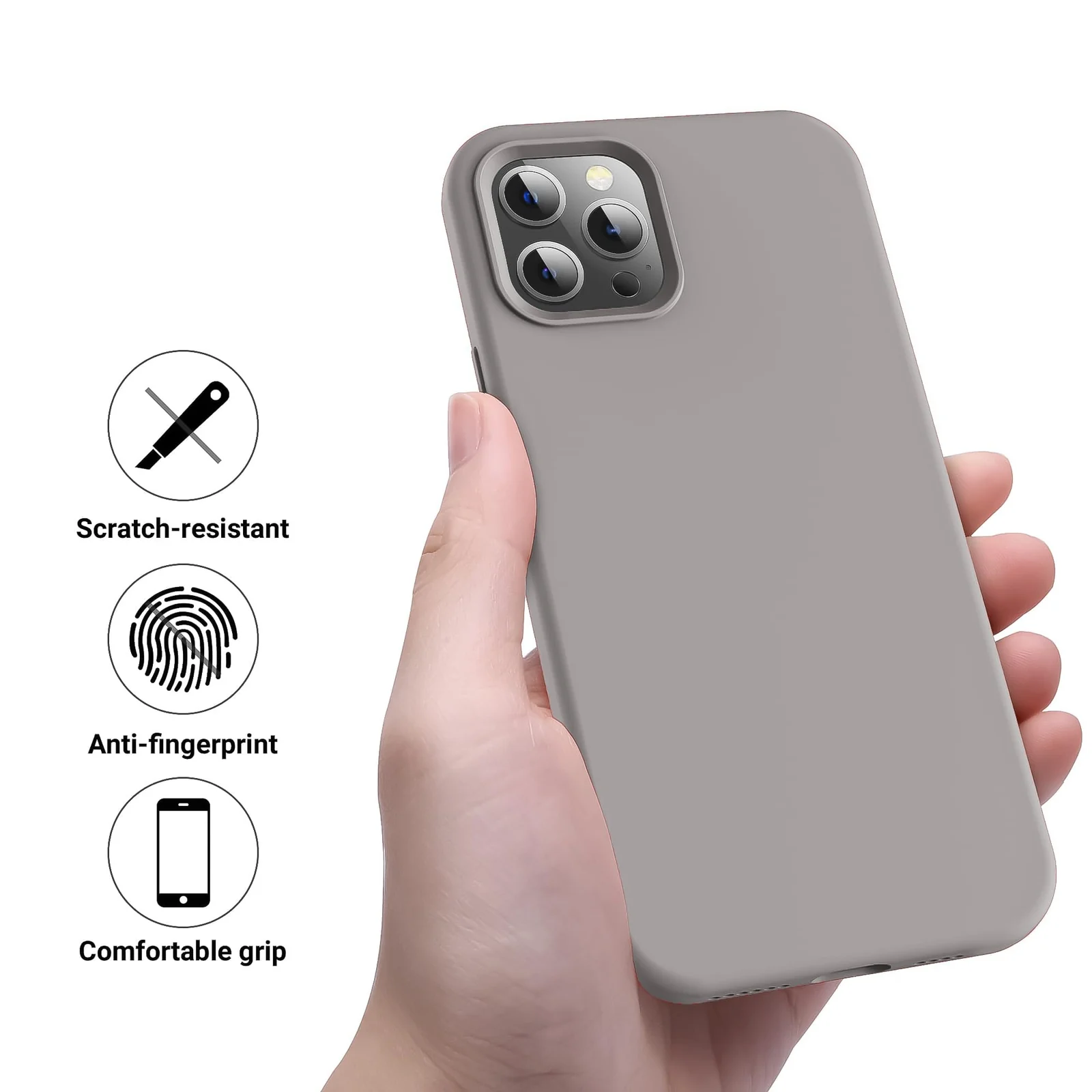 DL3 Mobilak Liquid Silicone Case for iPhone 11 Pro Max (6.5 Inch), Shock-absorbing protection, Scratch-resistant surface, Soft microfiber lining - Stone 2