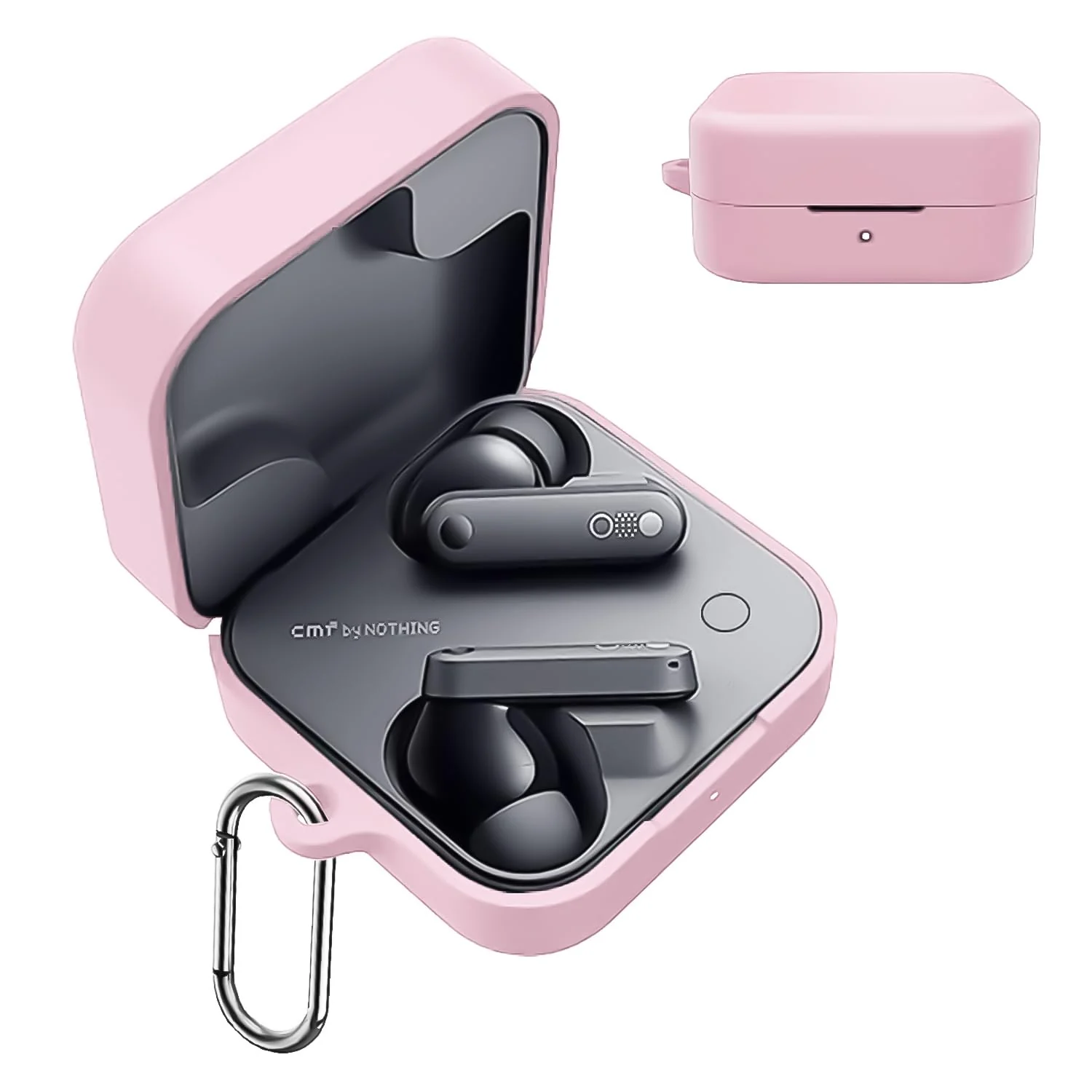 DL3 Mobilak Compatible with Nothing Buds Pro 2 Case Cover, Soft Silicone Shockproof Protective Case Wireless Earbuds with Carabiner, Front LED Visible