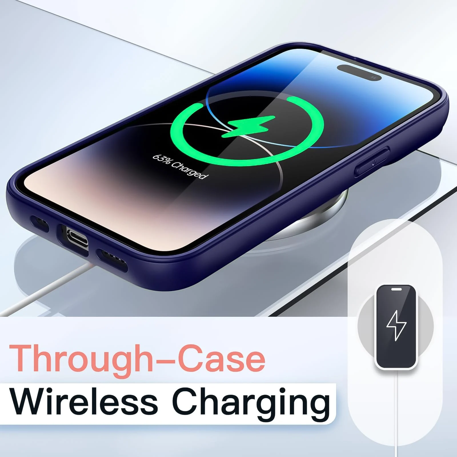 DL3 Mobilak Clear PC and TPU Protective Case for iPhone 13 / iPhone 14 with Shockproof Design and Anti-Yellowing Design - Navy Blue