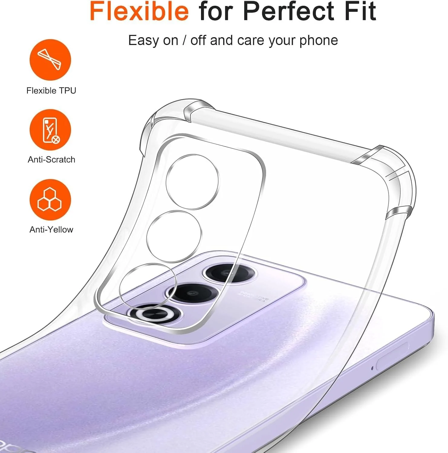 DL3 Mobilak Case Compatible with OPPO A80 5G, Cover Silicone TPU Gorilla Anti-shock Protector Camera Shockproof Corners - Clear